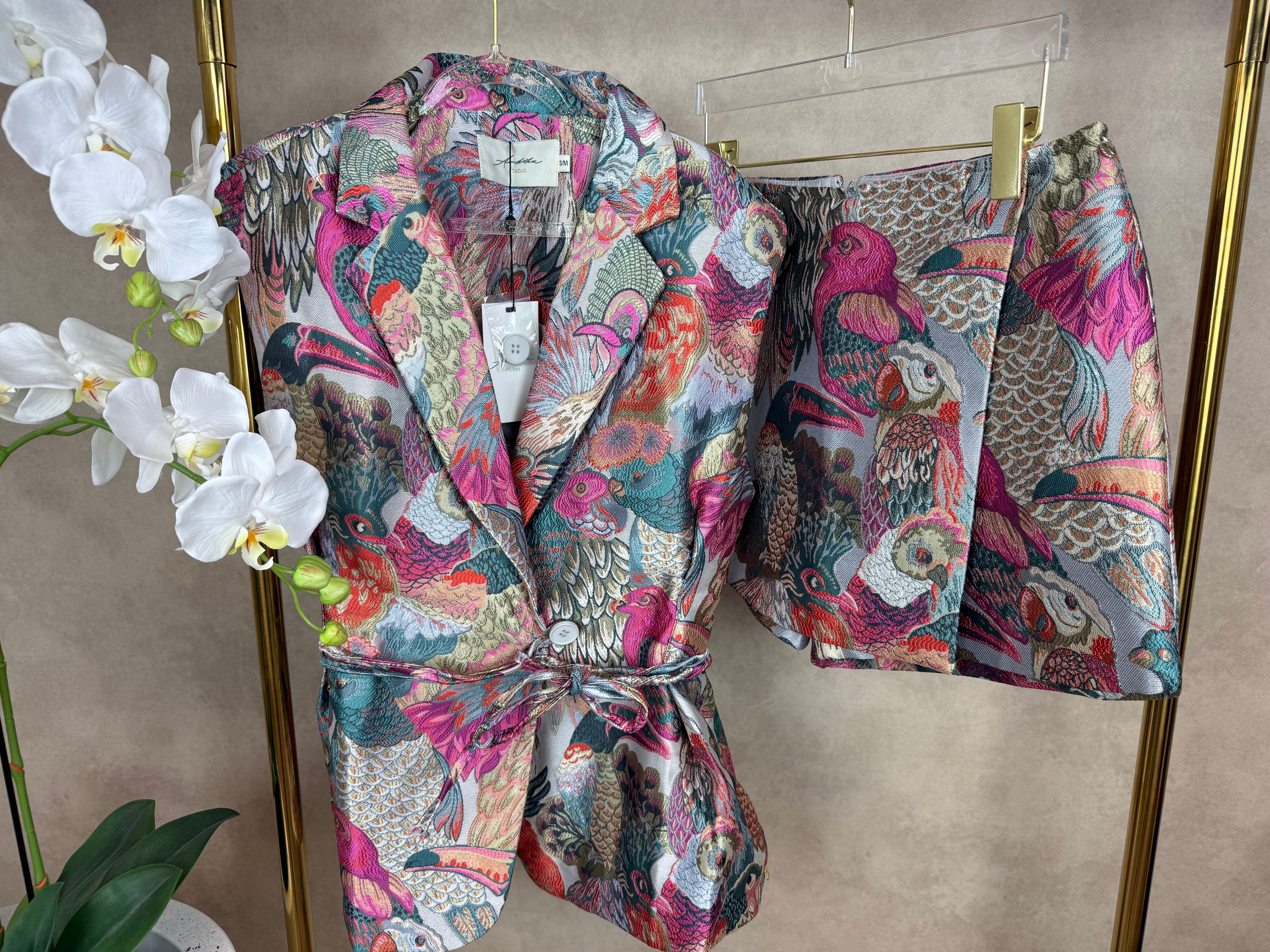 Gillet | Vogelprint | Roze