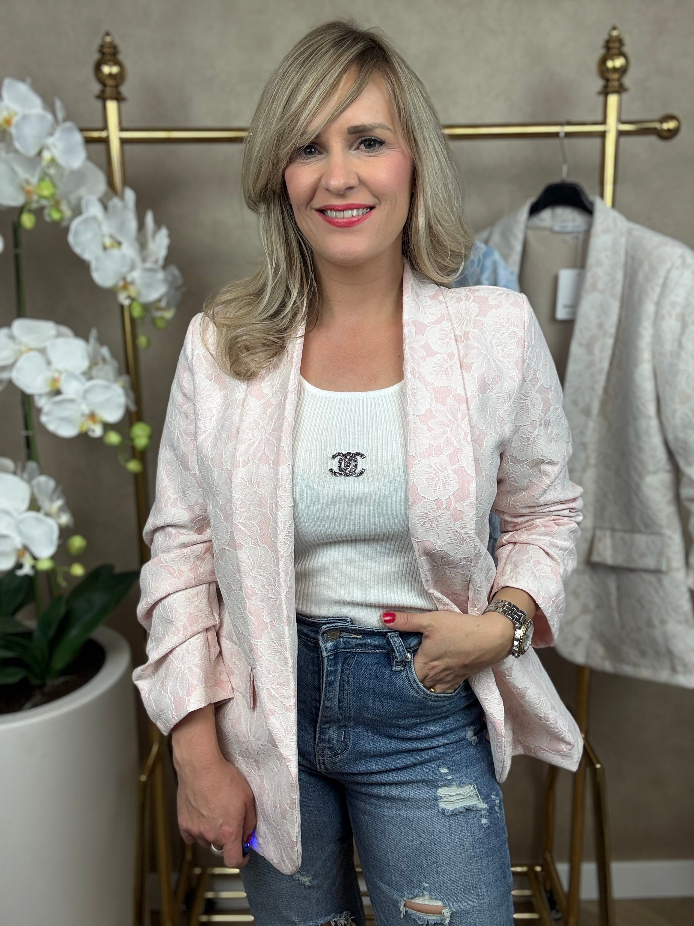 Blazer | Kant Bloem | Roze