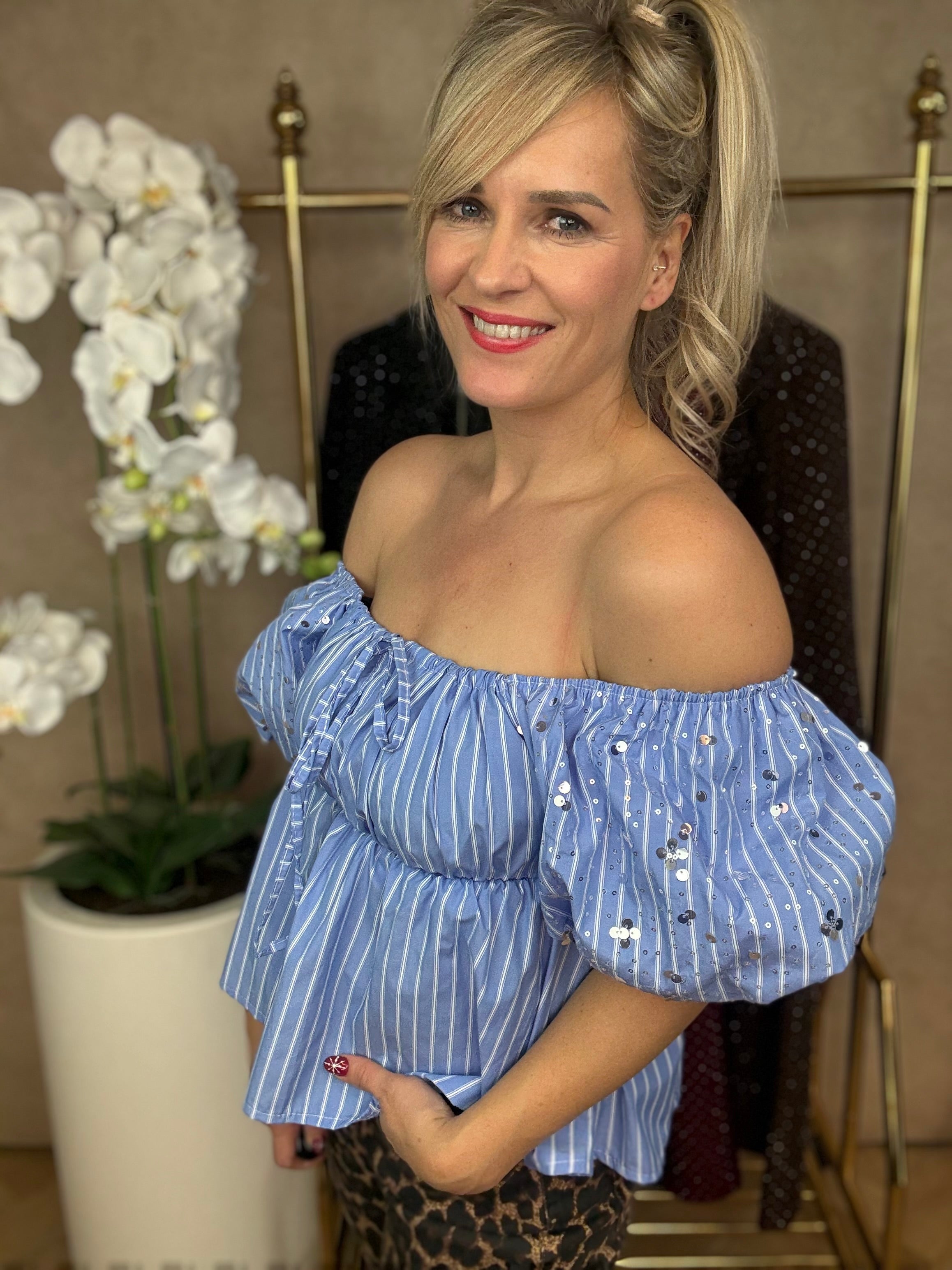 Off-shoulder | Top | Blauw