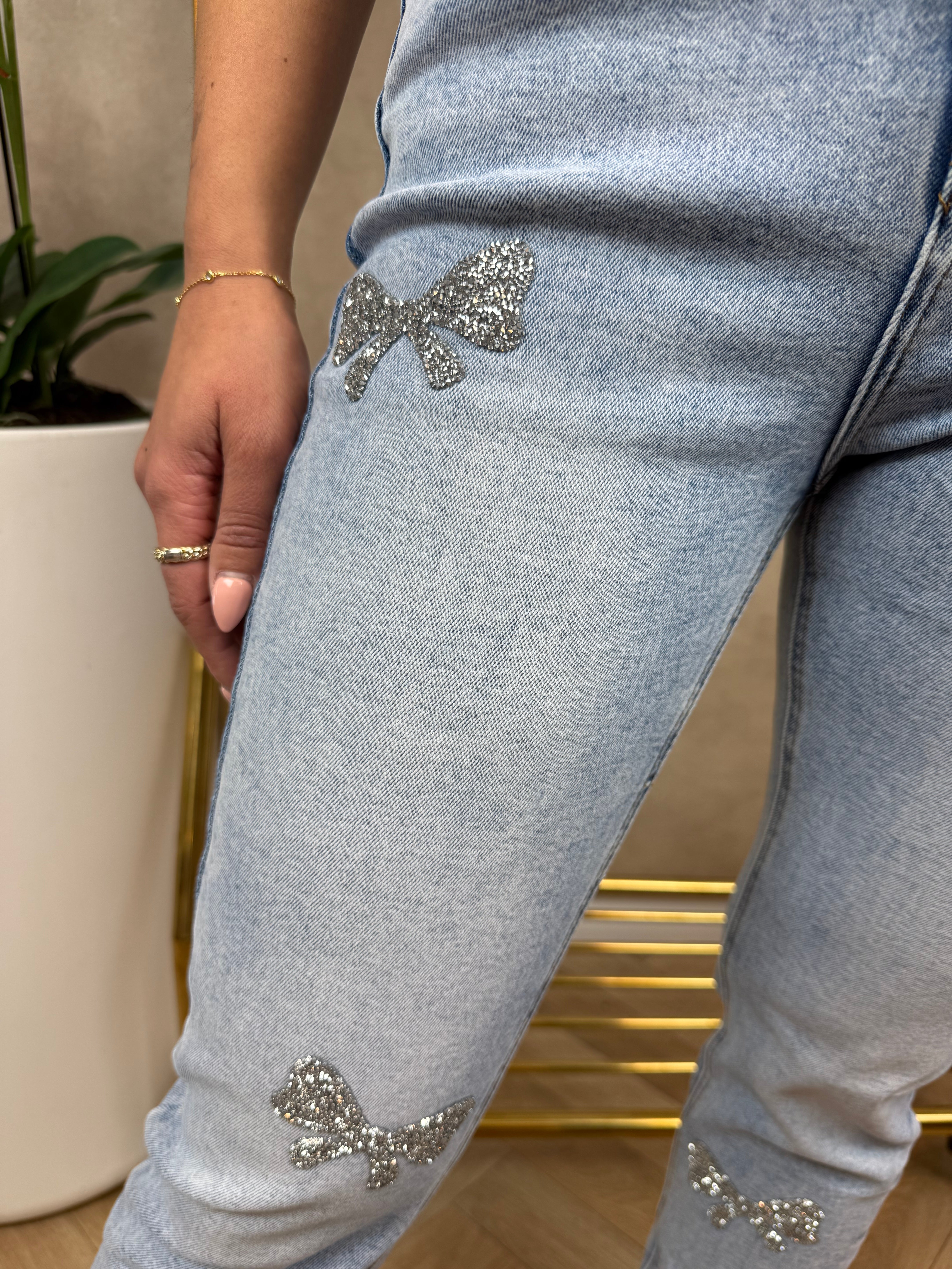Mom Jeans | Strikjes | Blauw