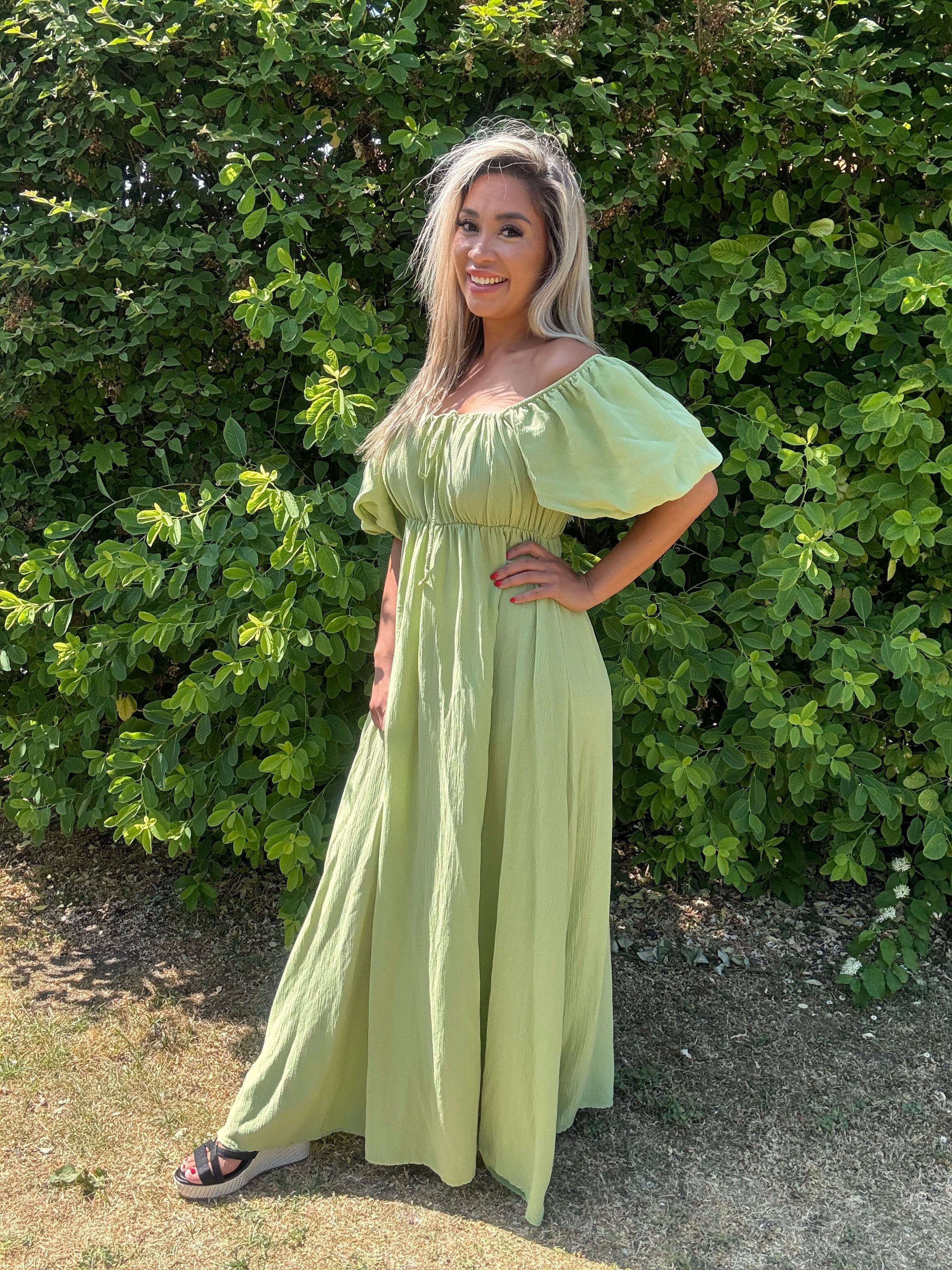 Jurk | Off-shoulder | Groen