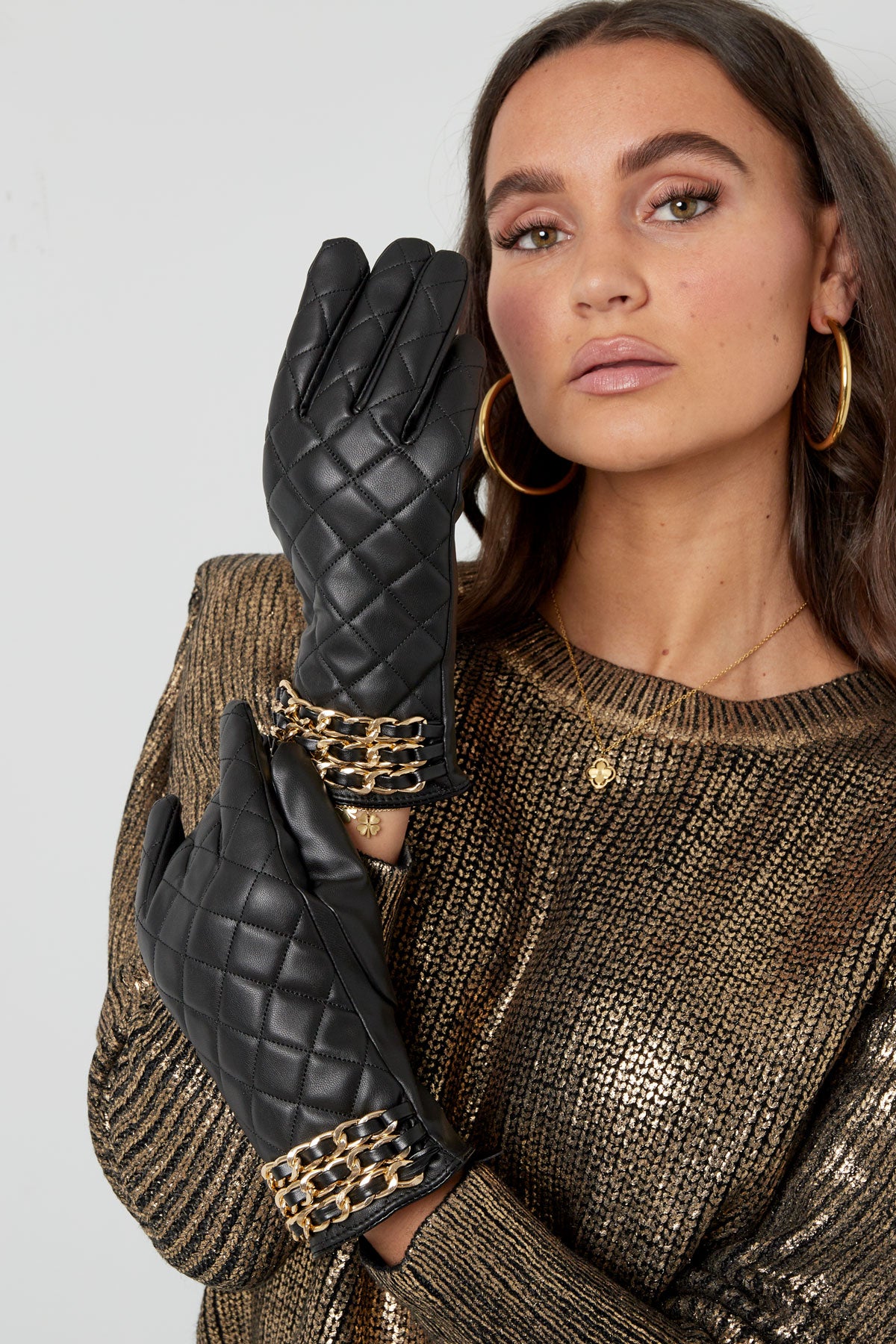 Handschoenen | geruit | met ketting