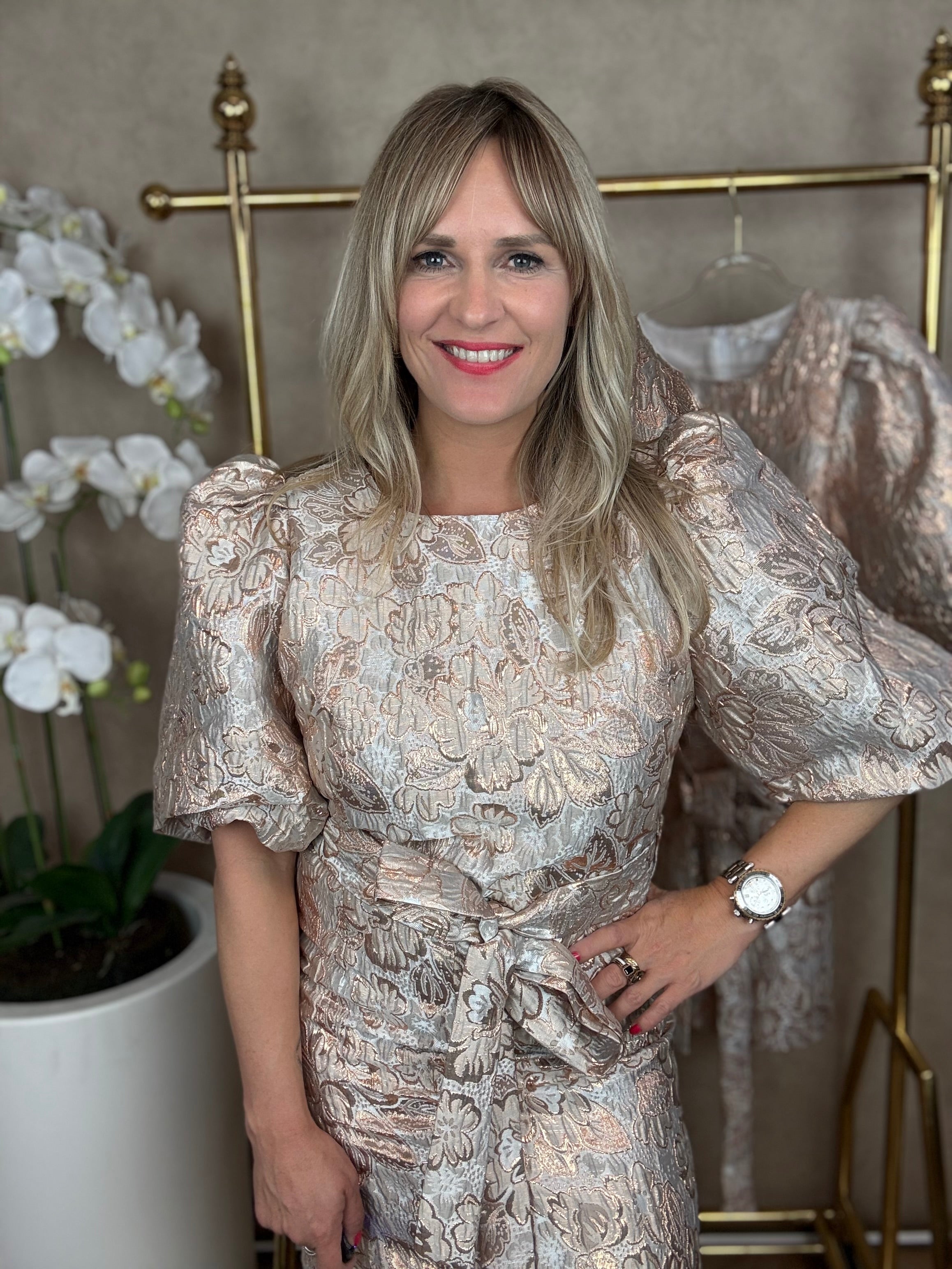 Jurk | Flower | Goud