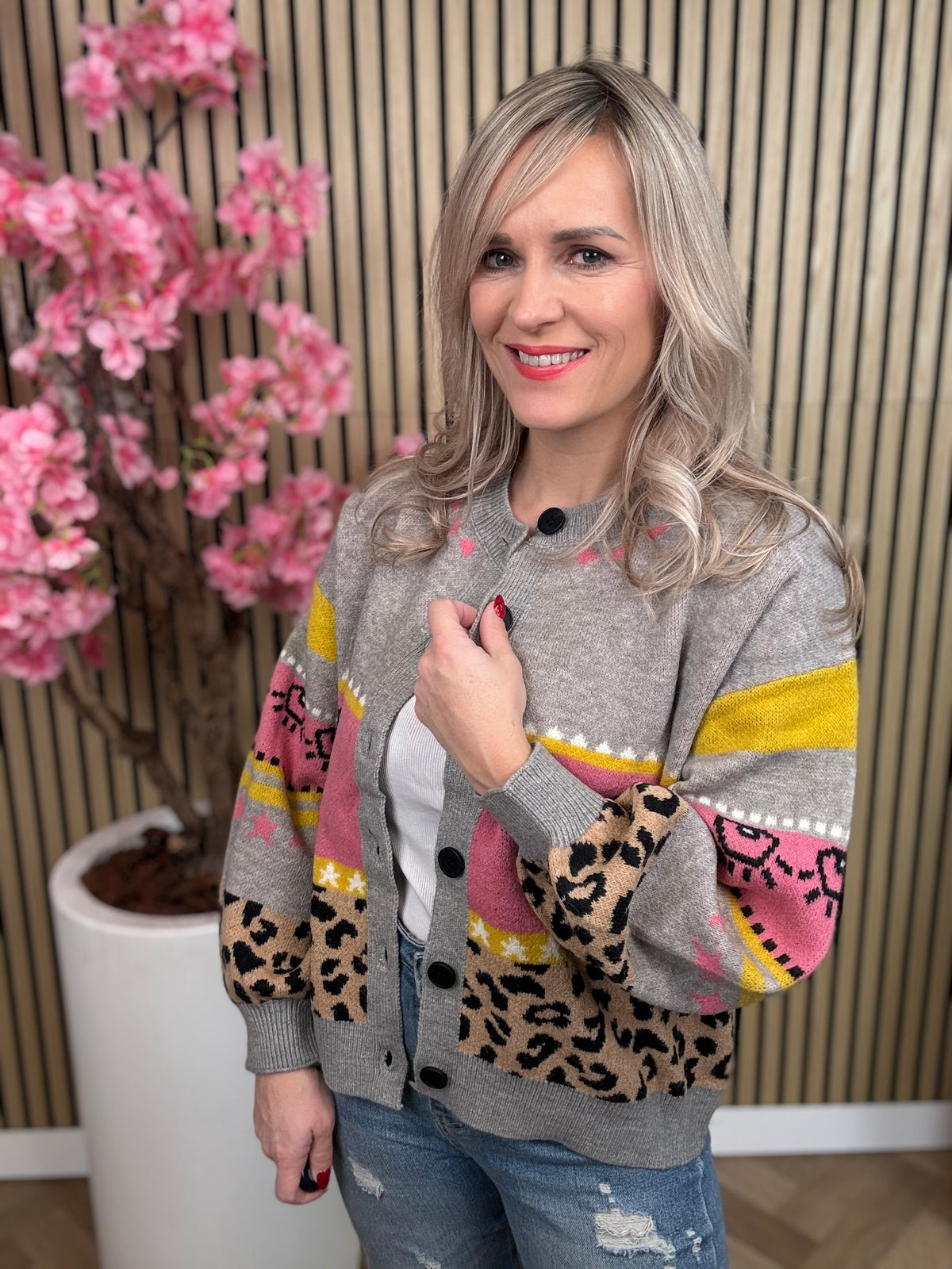 Weste | Grau | Leopard