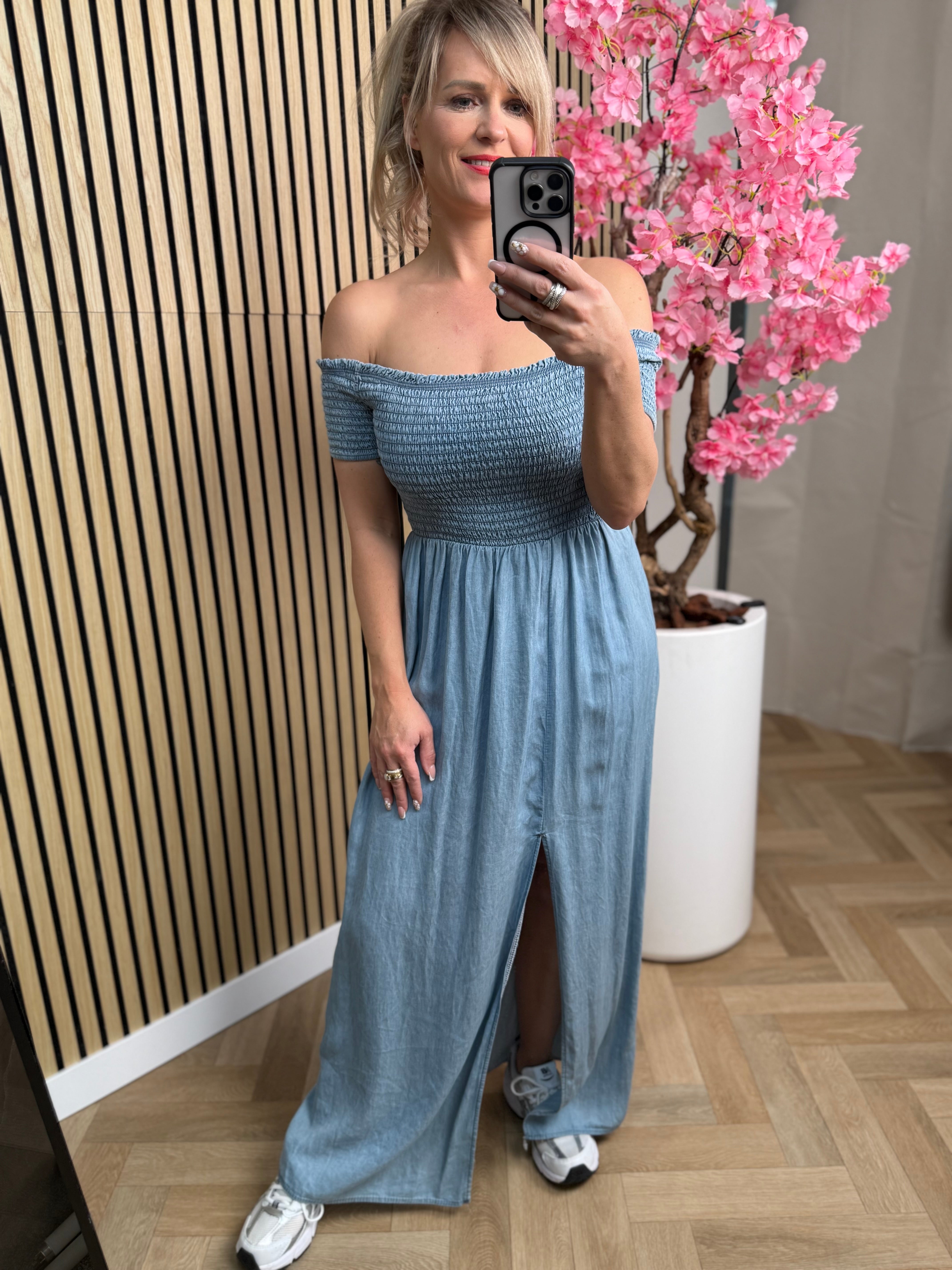 Jurk | off-shoulder | Blauw