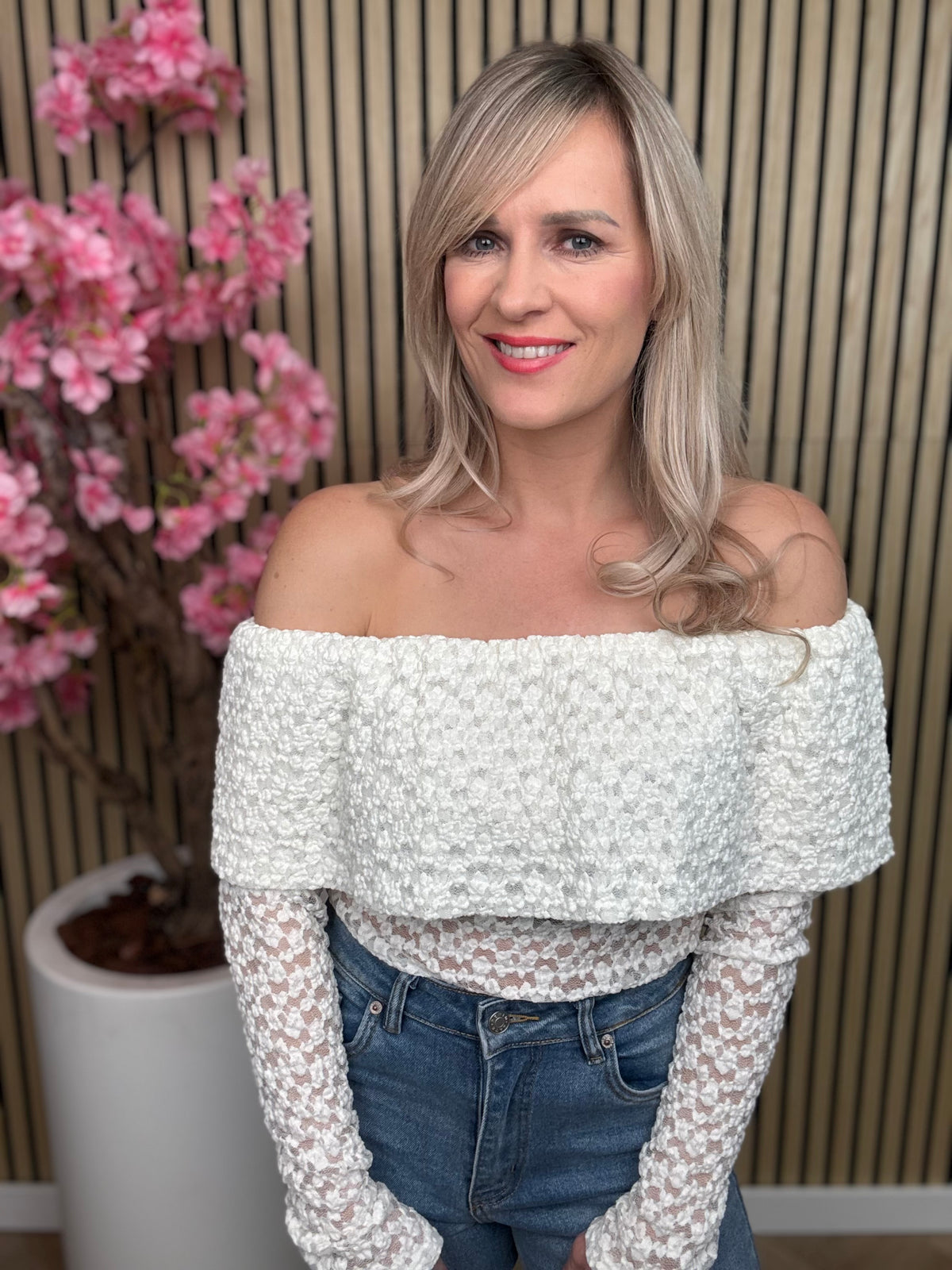 Pullover | schulterfrei | Beige