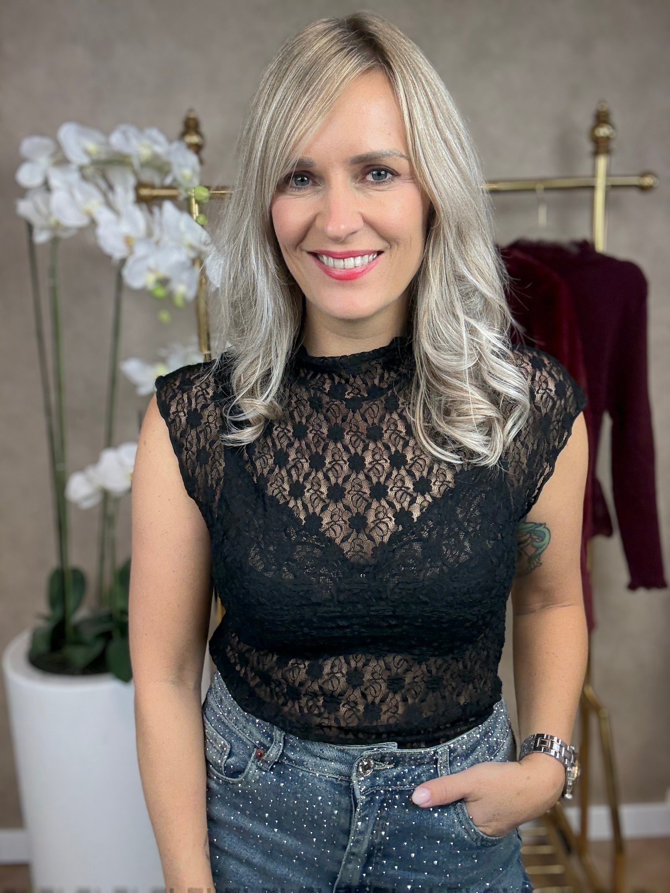 Top | Kant mouwloos | Zwart