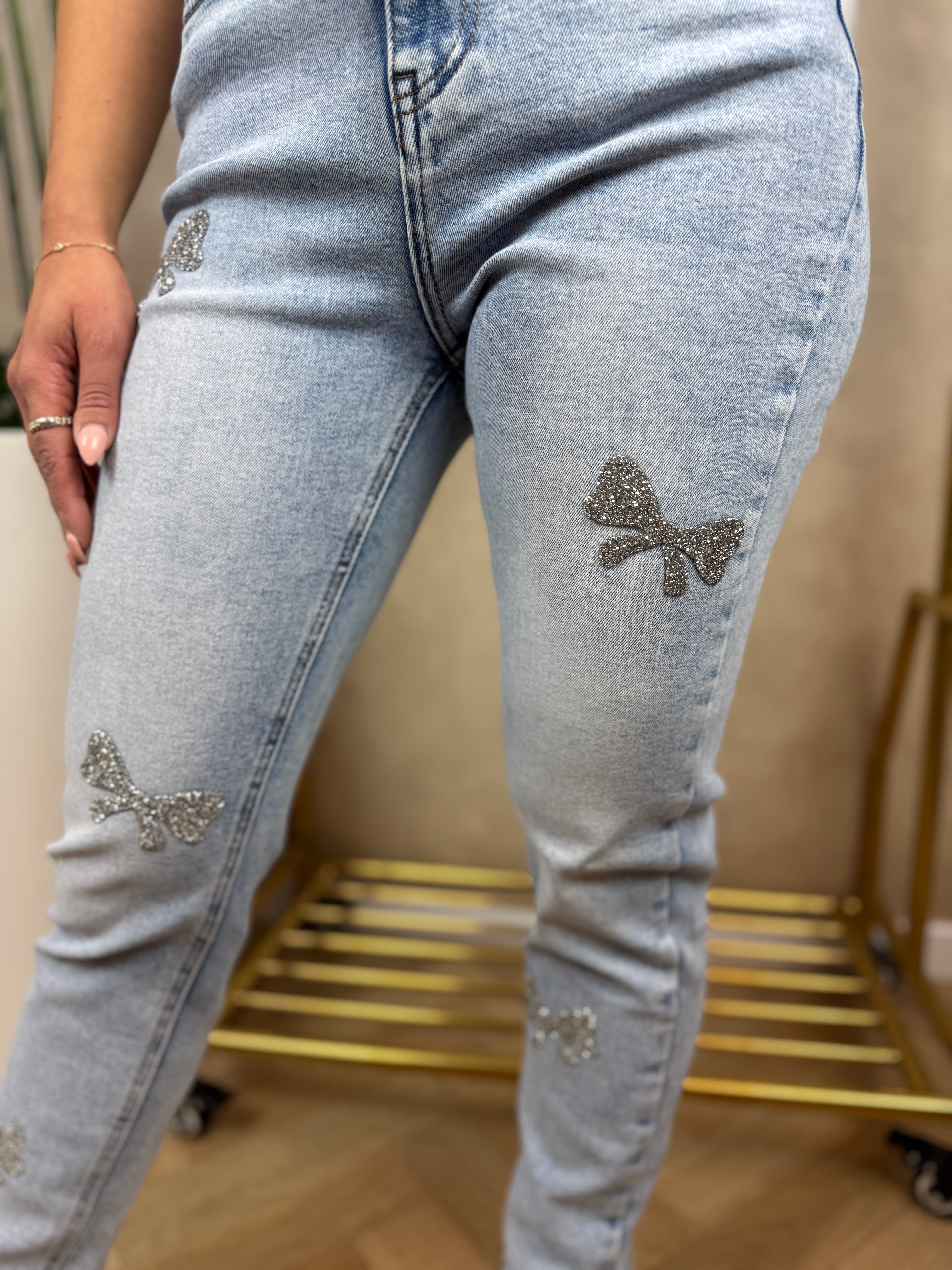 Mom Jeans | Strikjes | Blauw