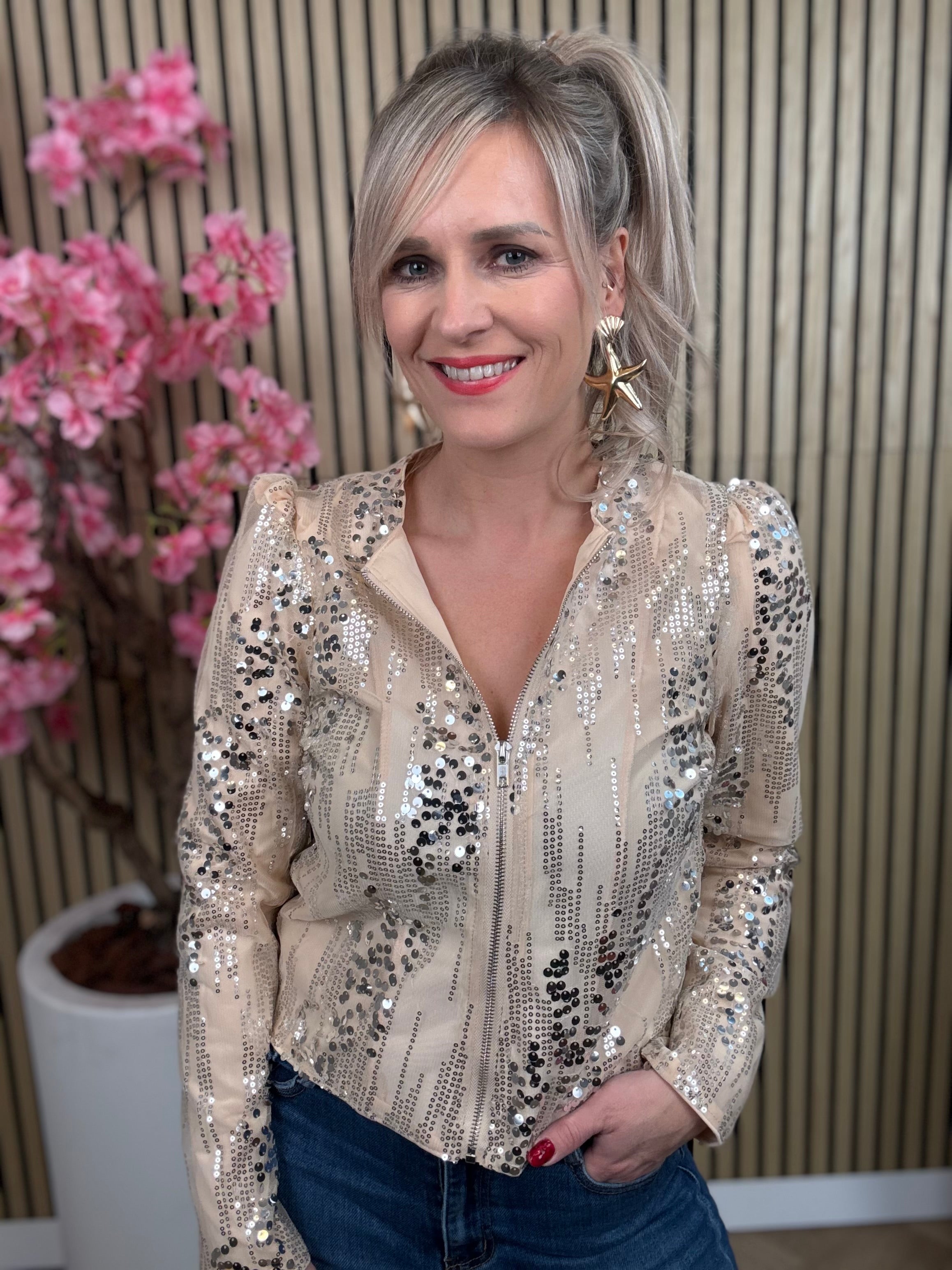 Jasje | pailetten | Beige