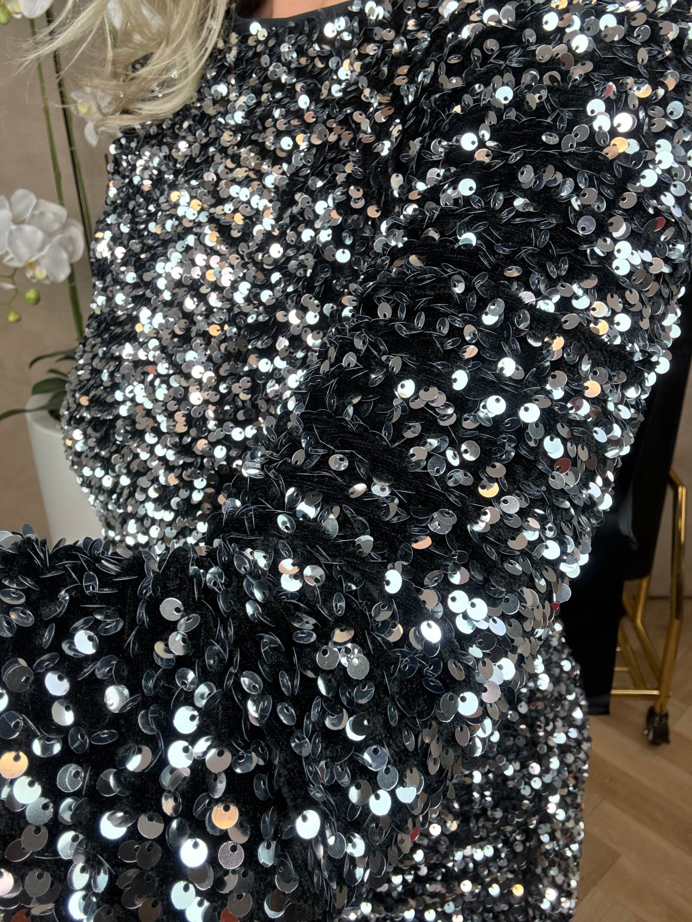 Jurk | Glitter | Zwart