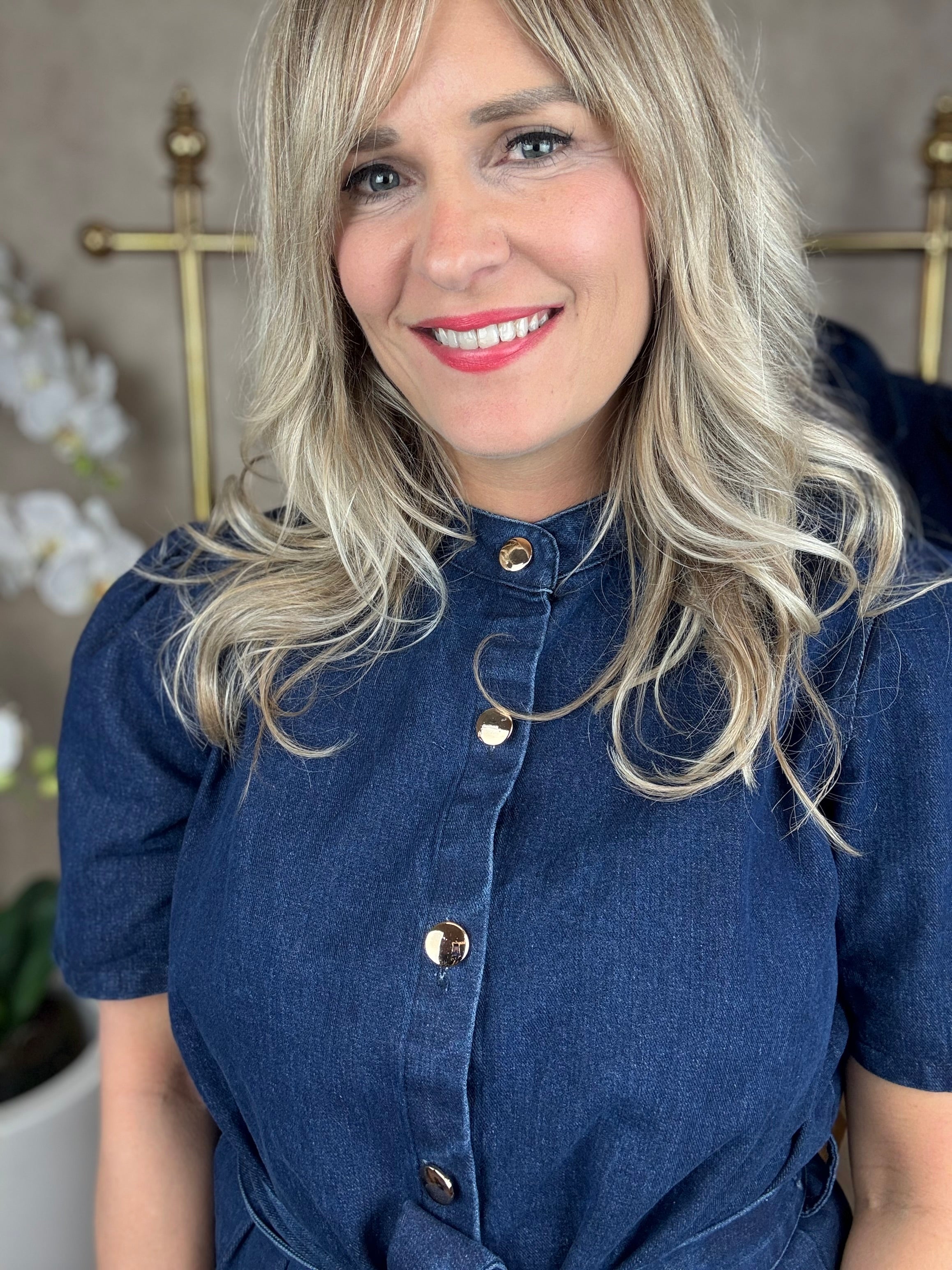 Blouse | Spijker met ceintuur | Blauw