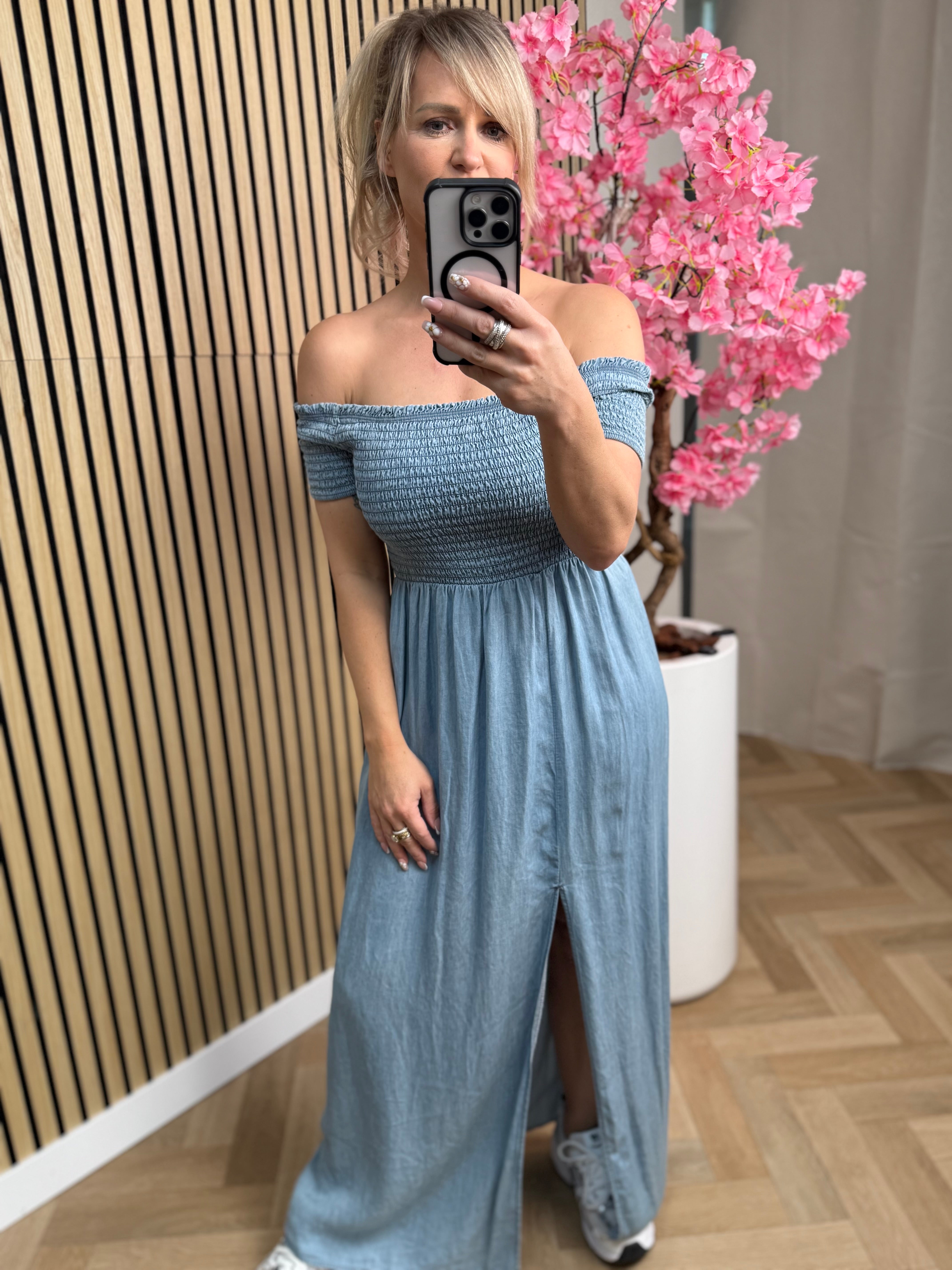 Jurk | off-shoulder | Blauw