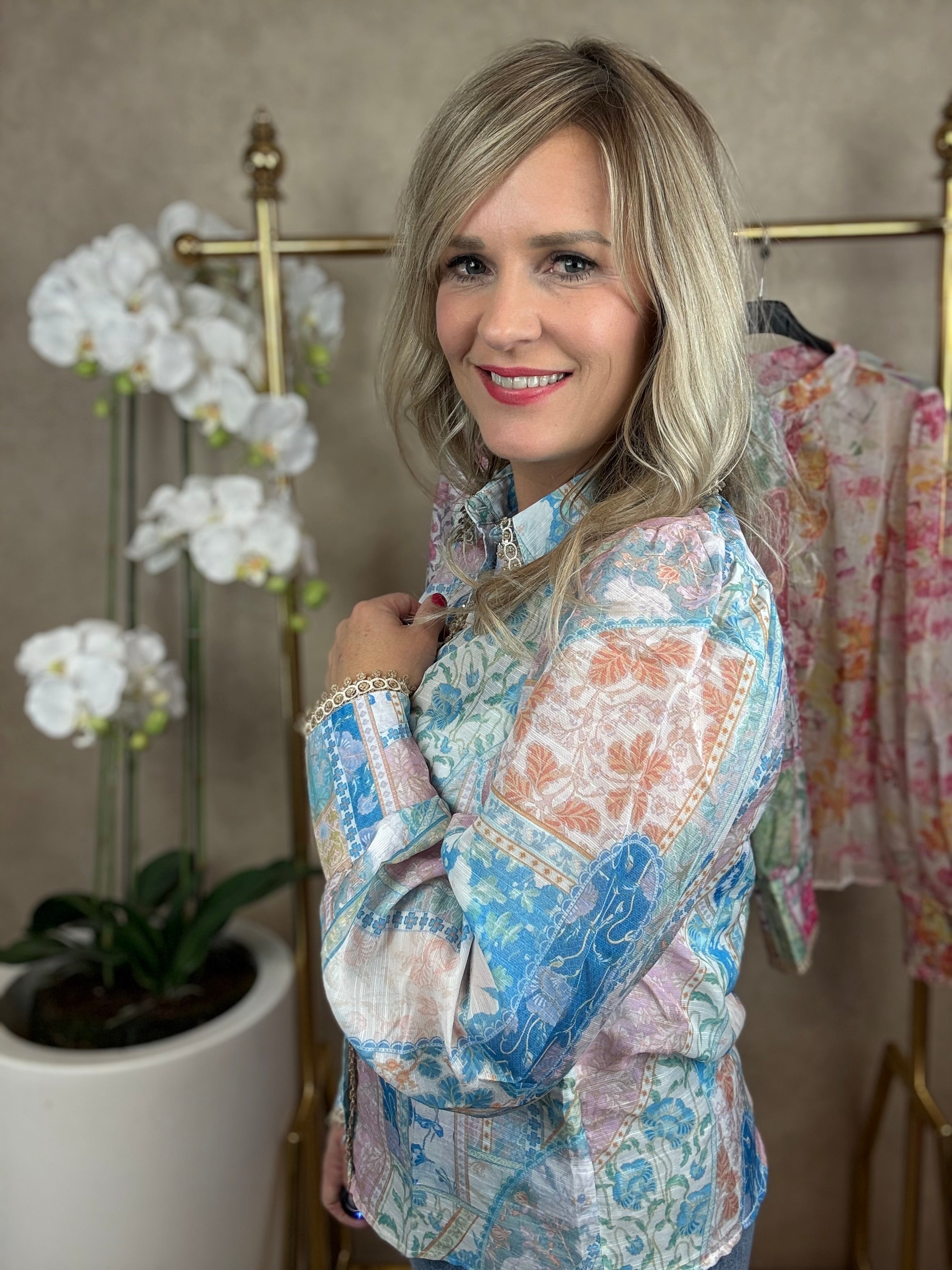 Blouse | Lola | Blauw groen