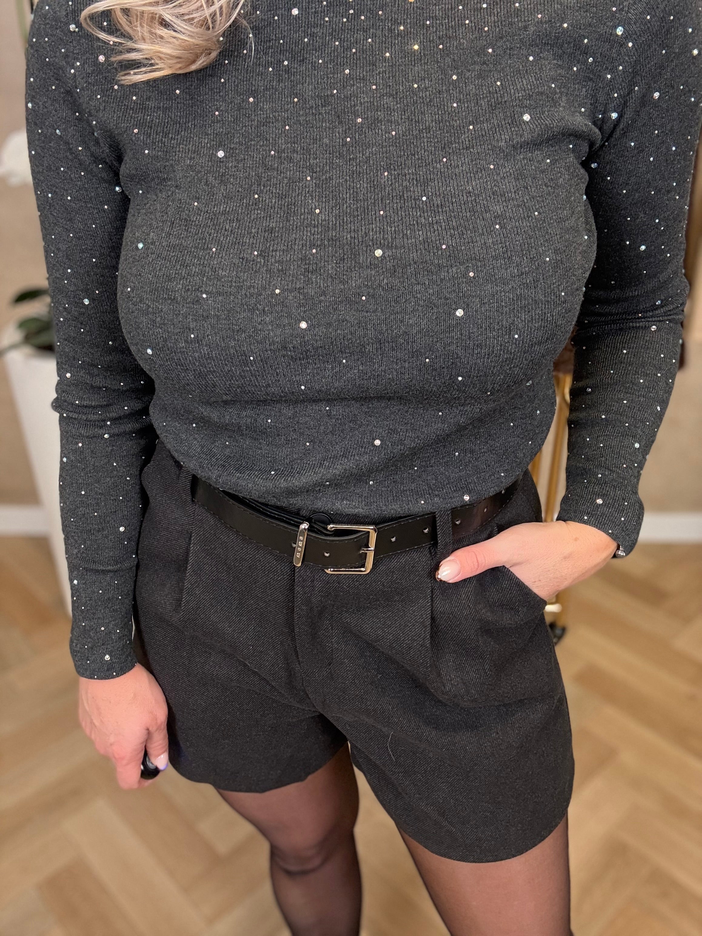 Broekje | Tweed Stof | Grijs