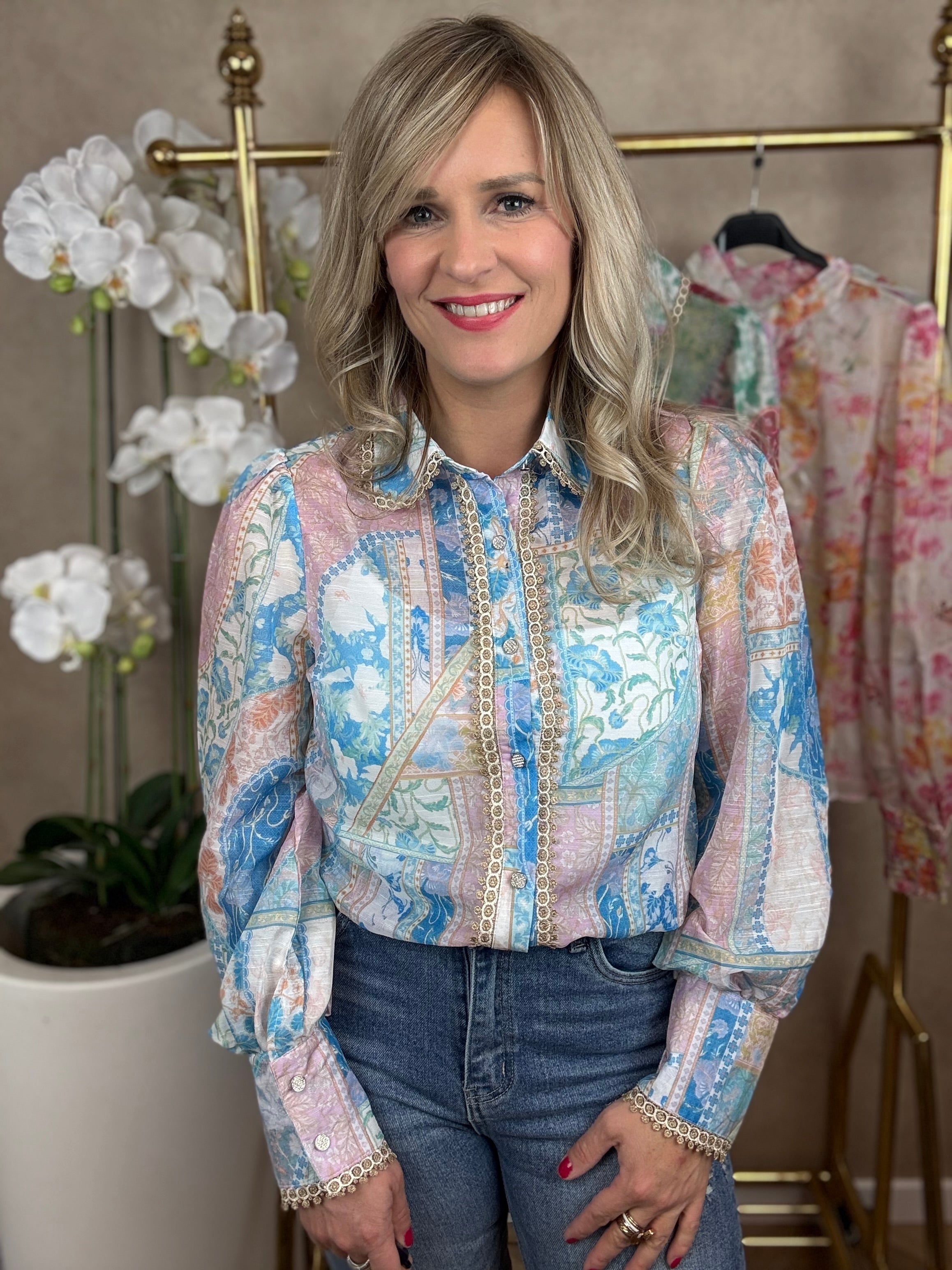 Blouse | Lola | Blauw groen