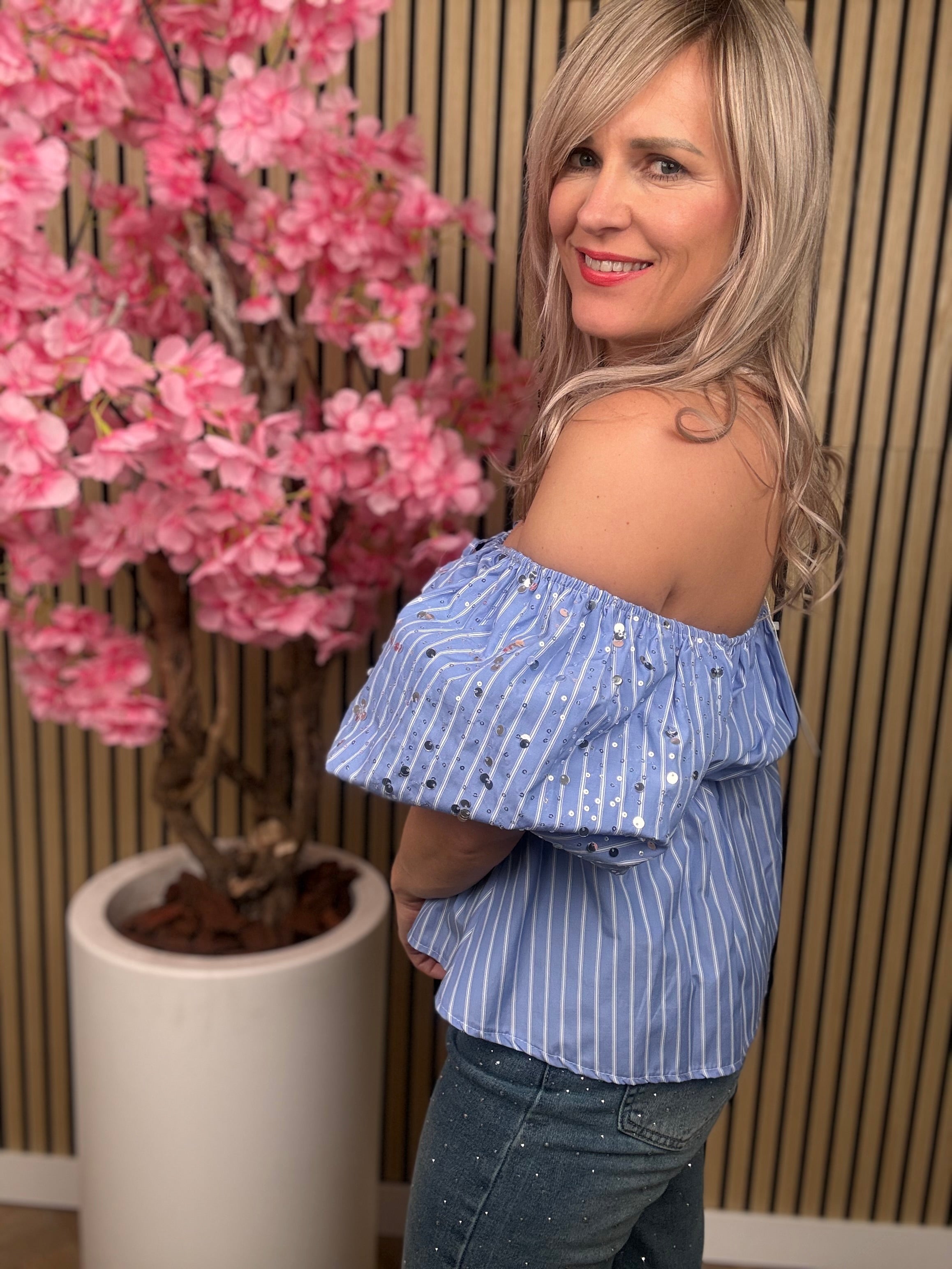 Off-shoulder | Top | Blauw