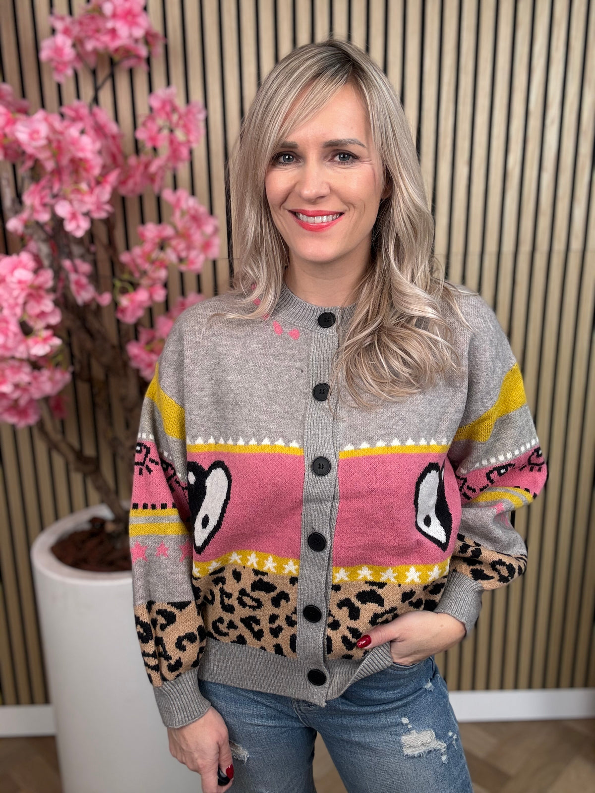 Weste | Grau | Leopard