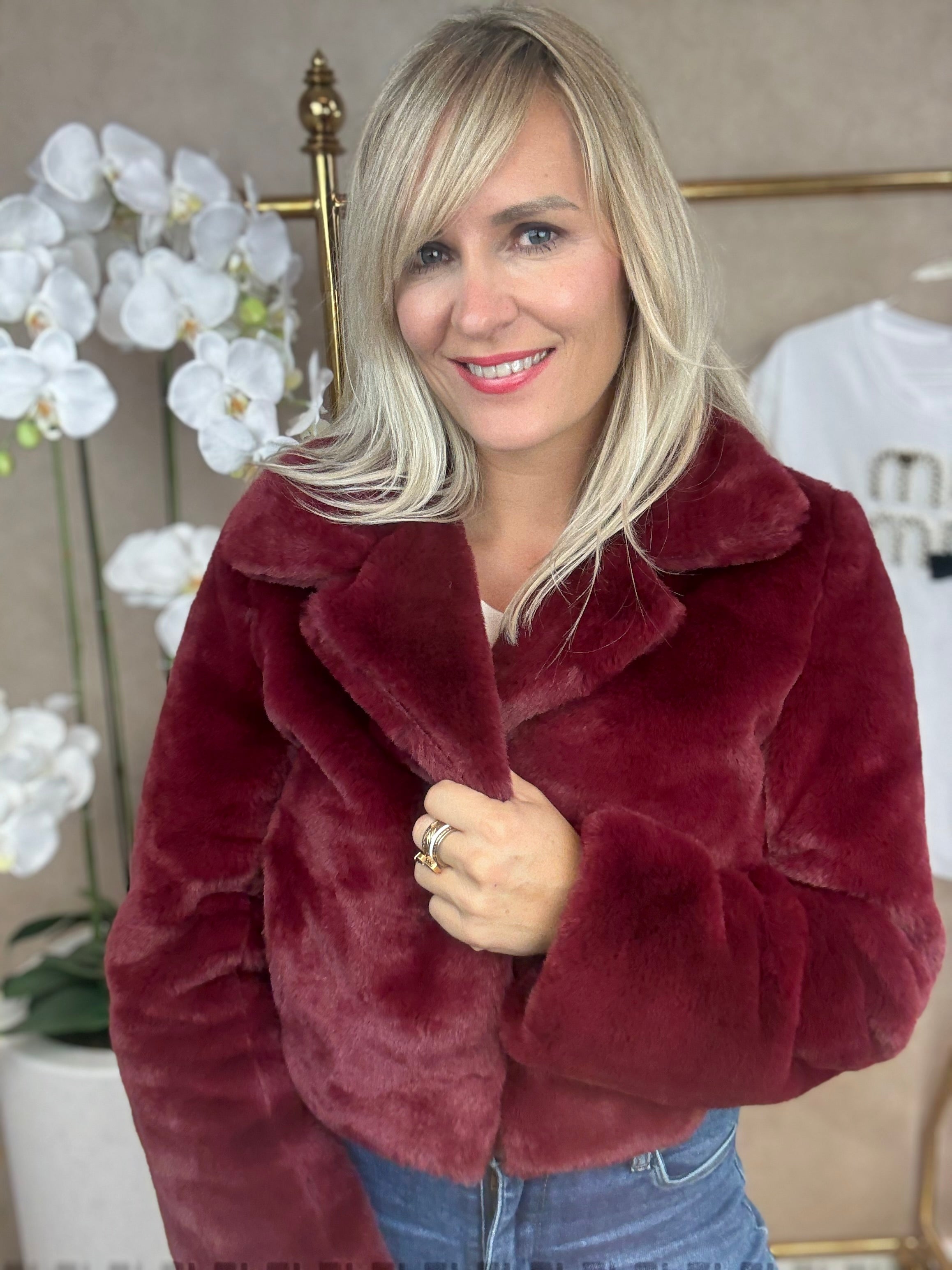 Jas | Faux | Bordeaux rood