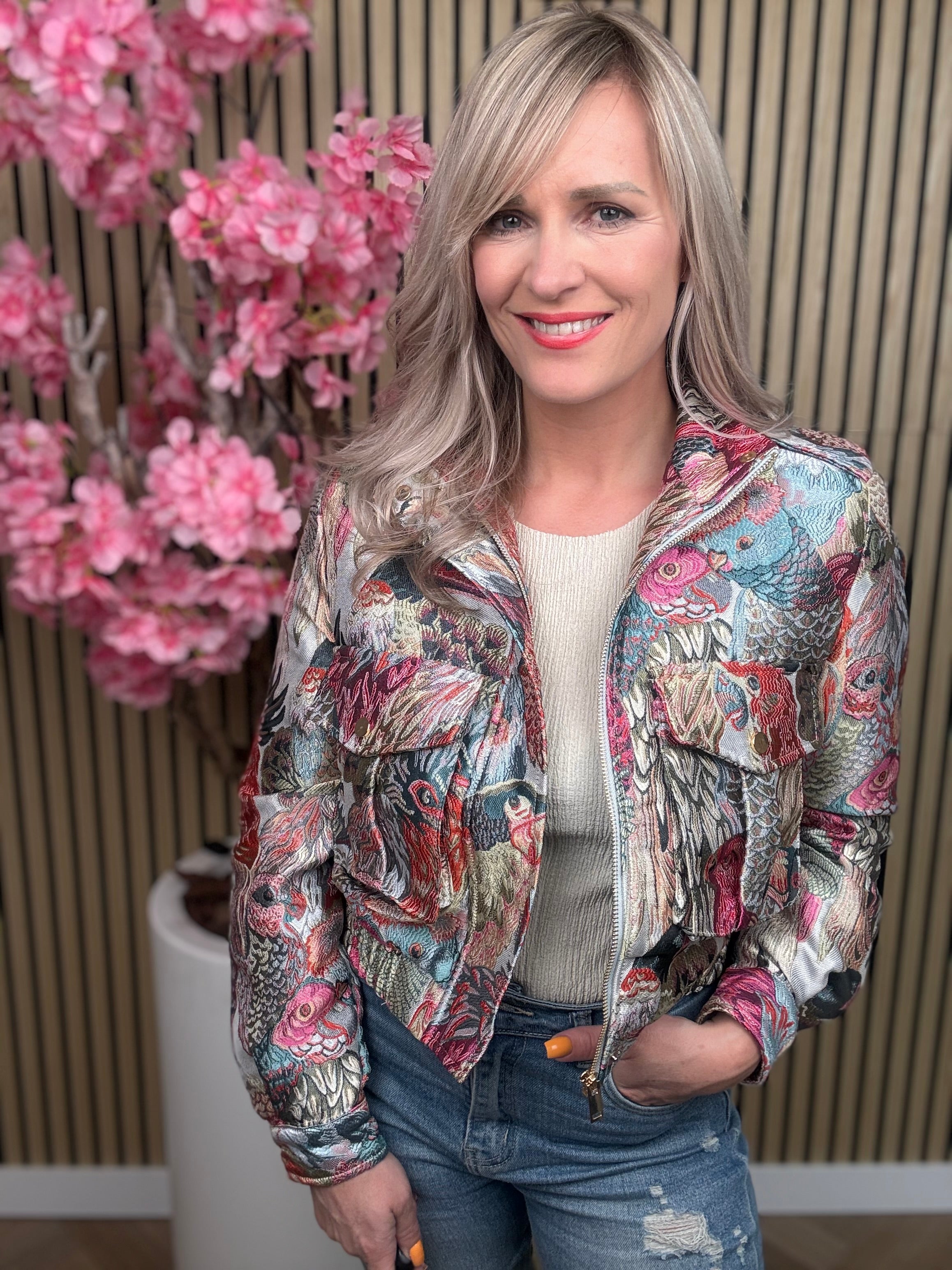 Bomberjack | Vogelprint | Roze