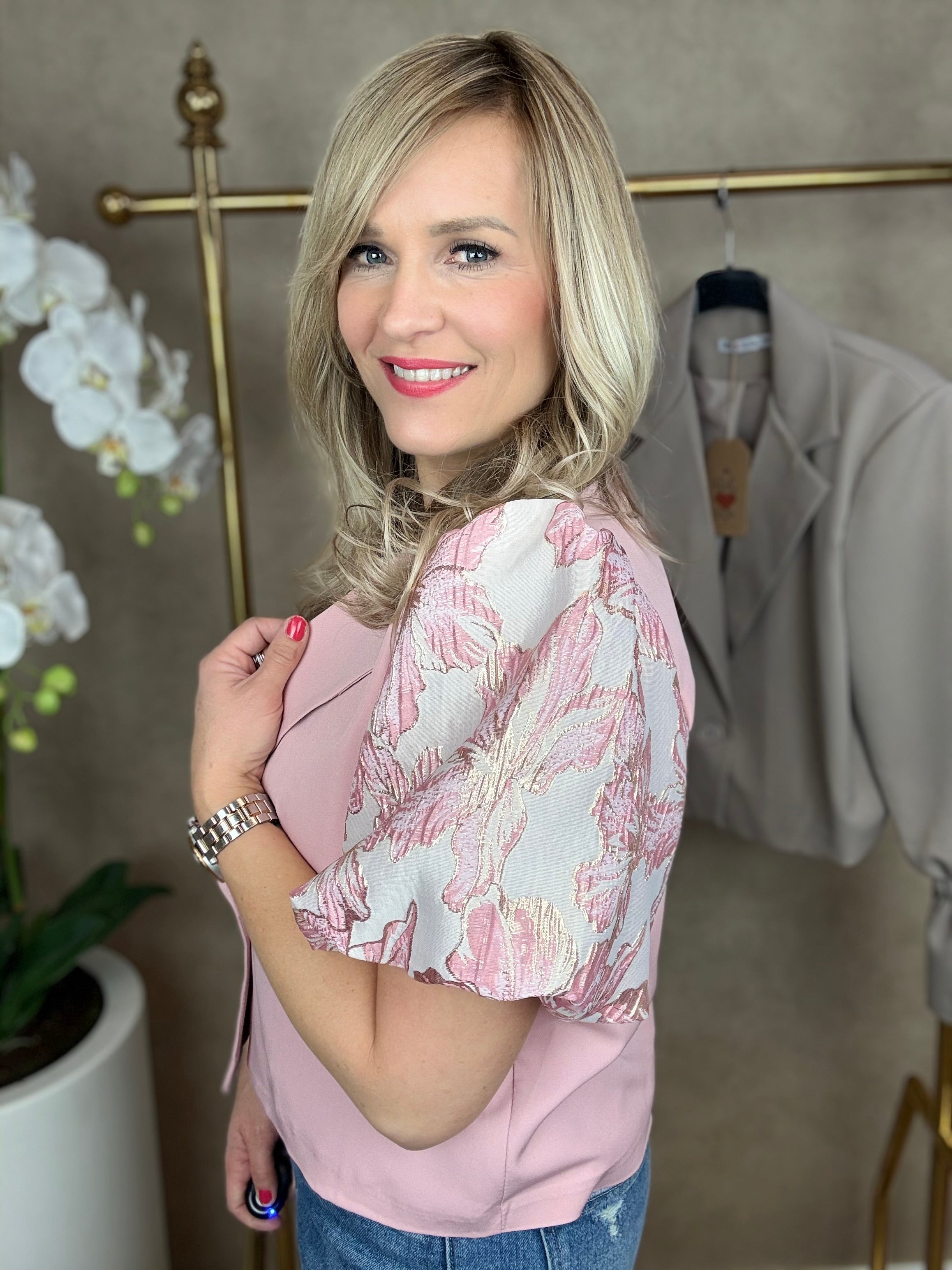Blazer | Flower | Roze