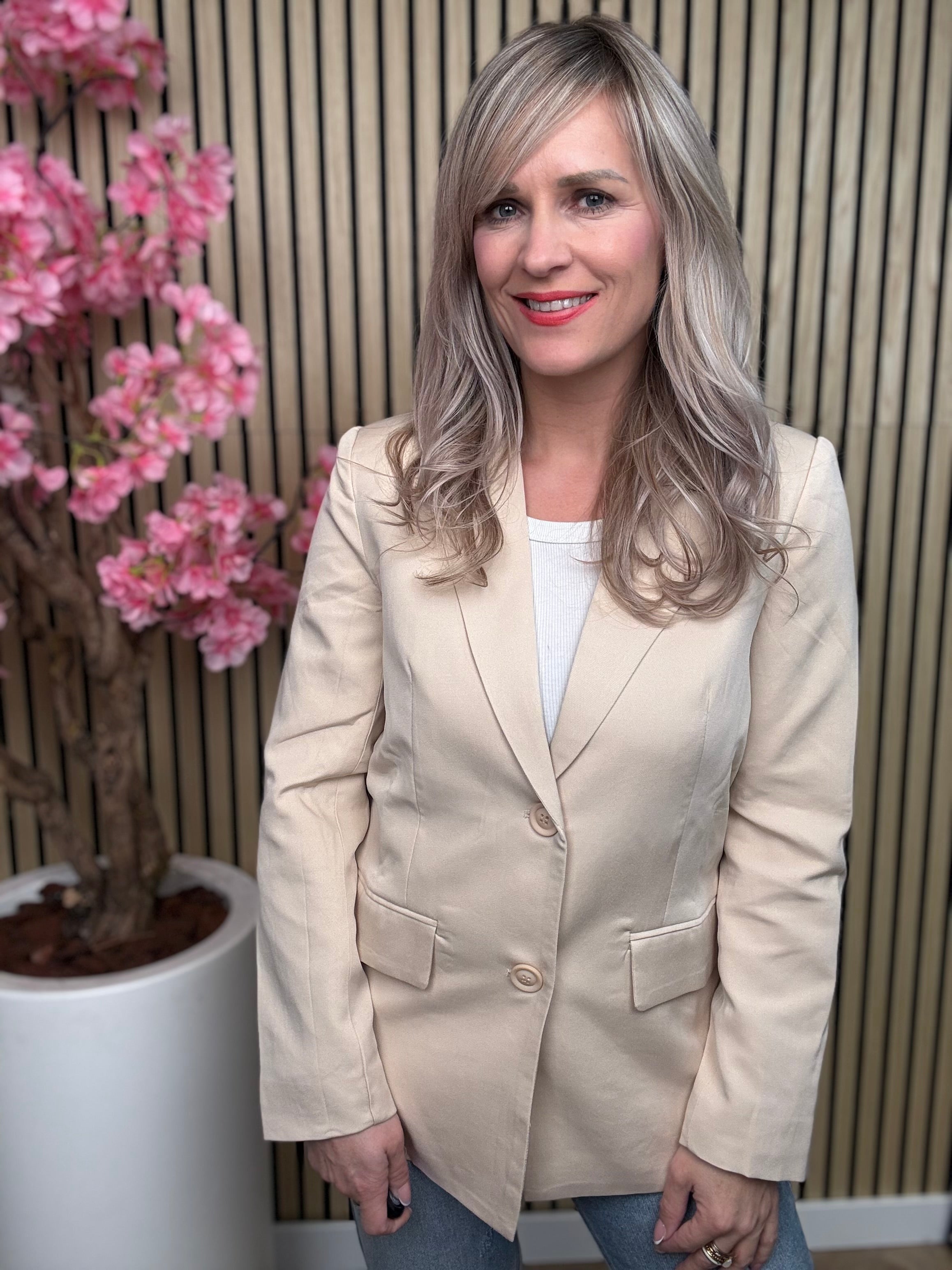 Blazer | Strikjes | Crème