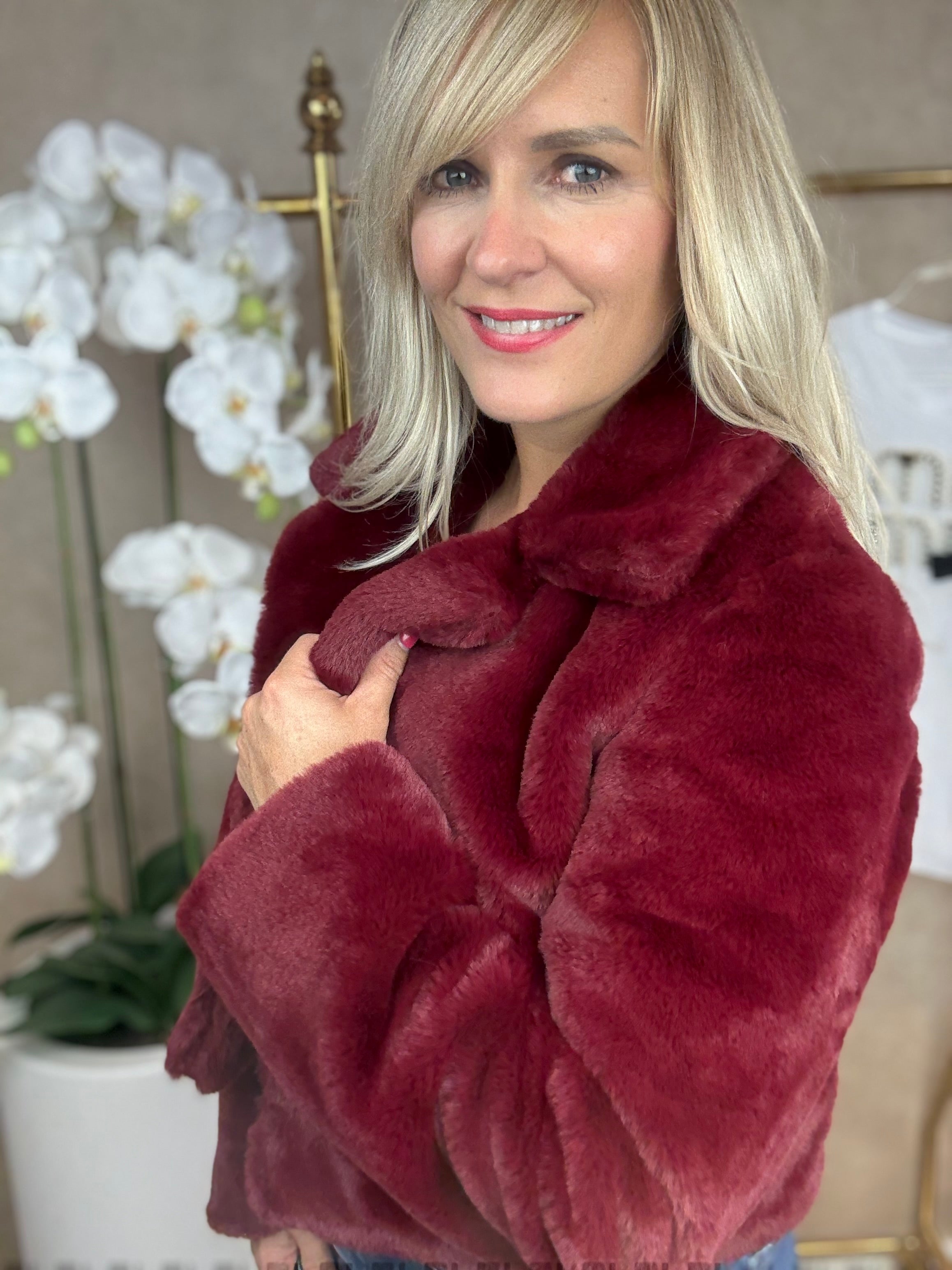 Jas | Faux | Bordeaux rood