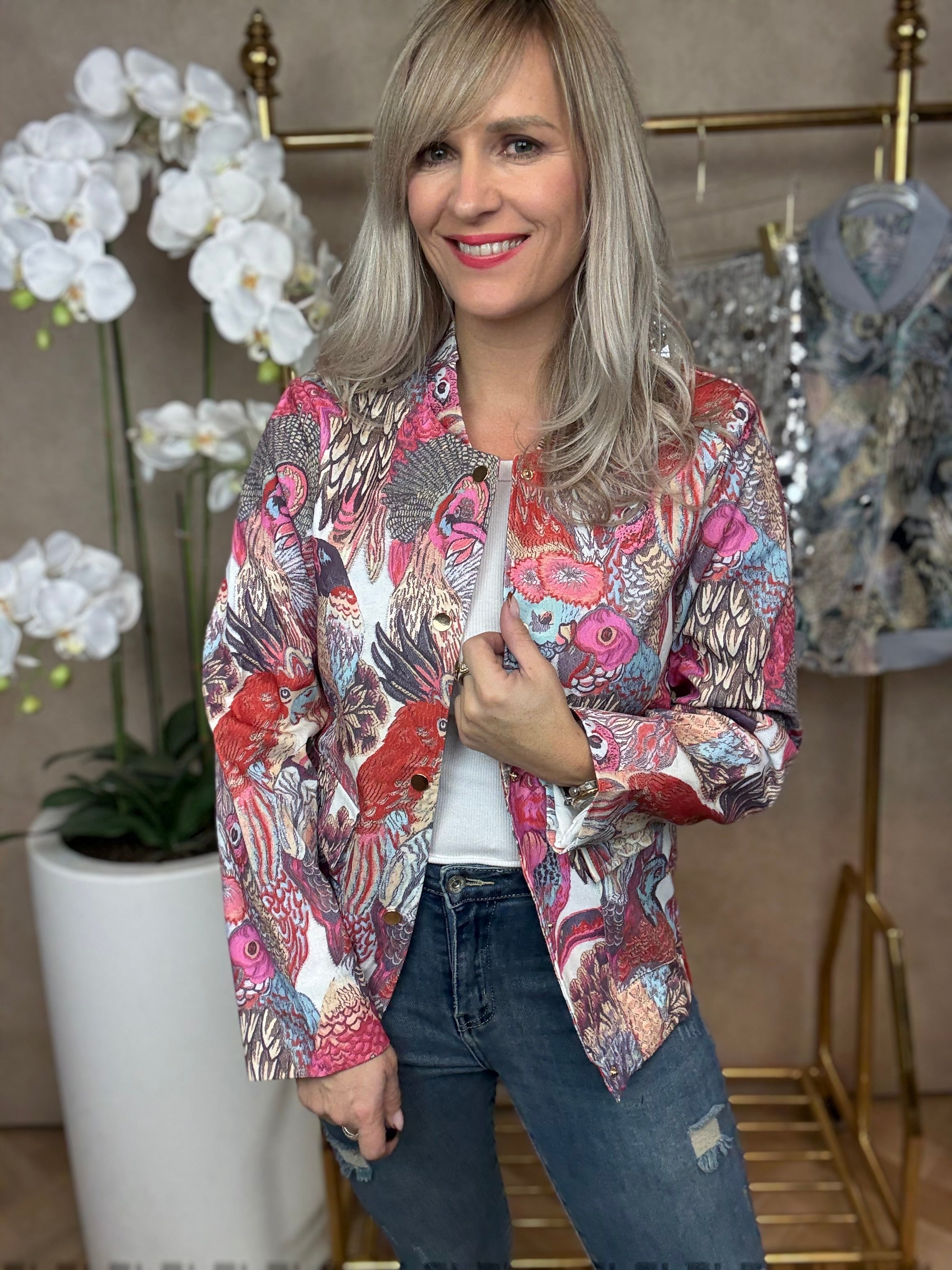 Bomberjack | Vogelprint | Rood