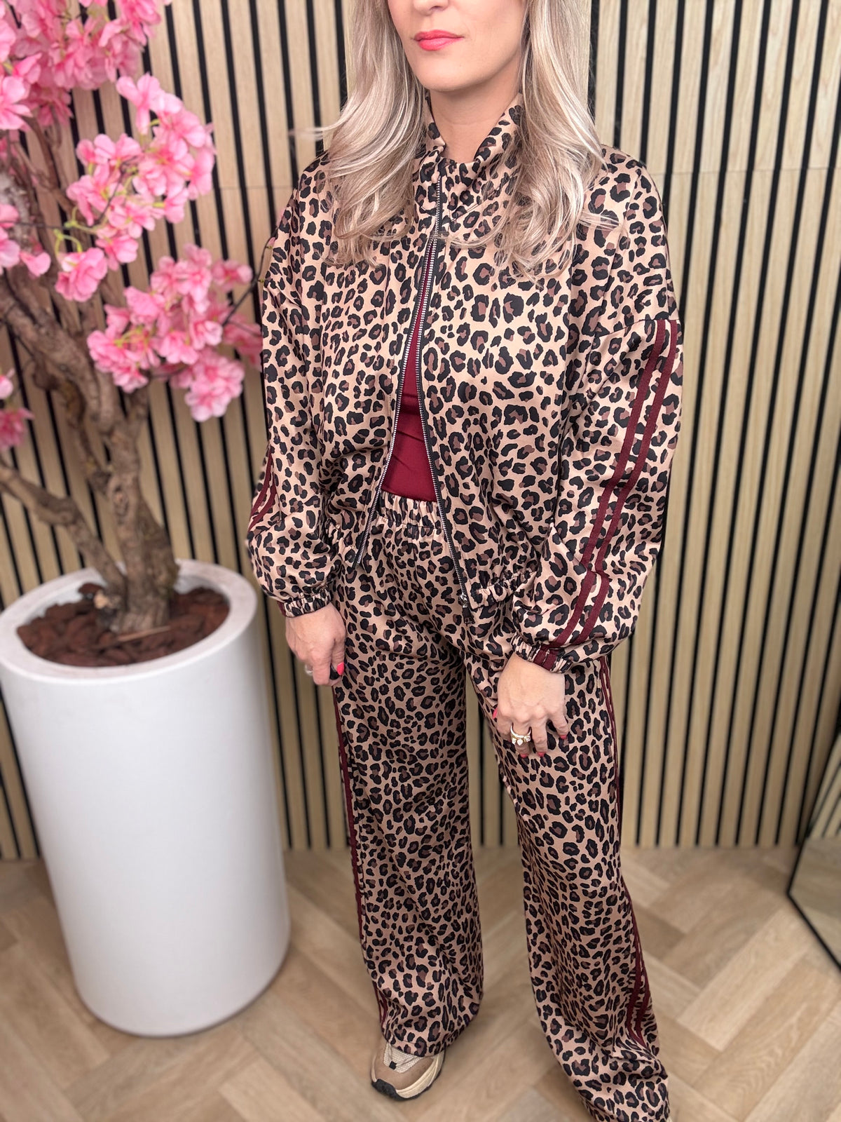 Jogginganzug | Leopard | Bordeauxrot