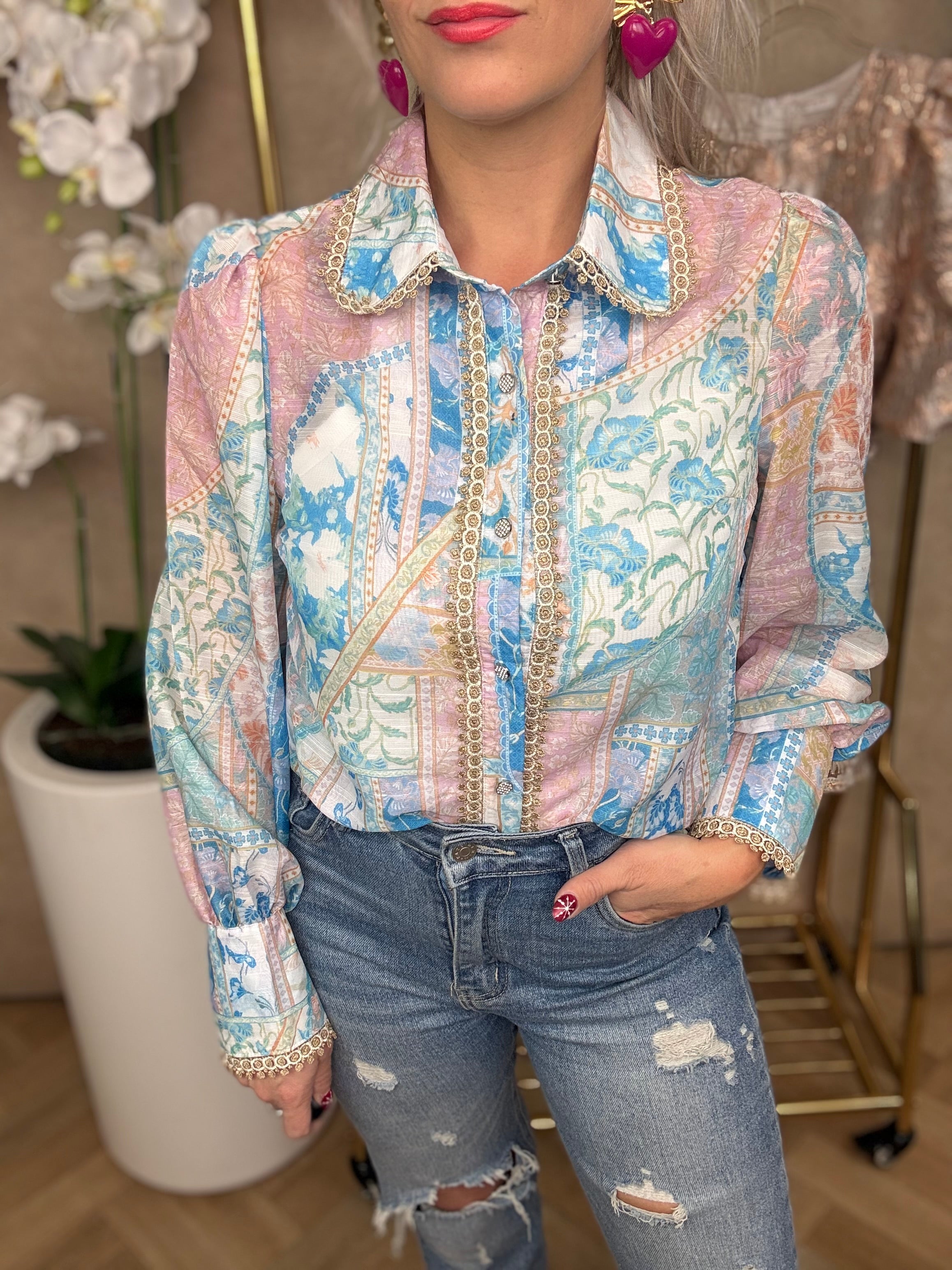 Blouse | Lola | Blauw groen