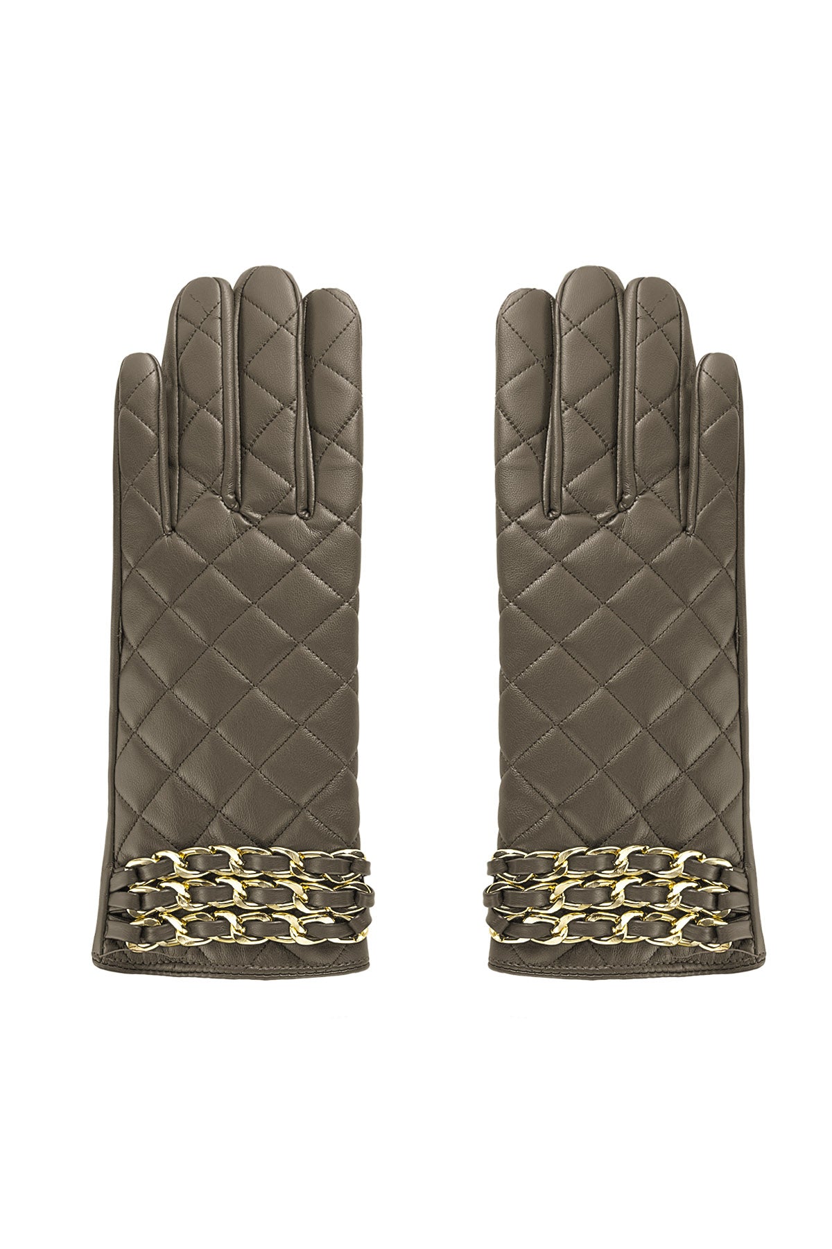 Handschuhe | kariert | mit Kette braun