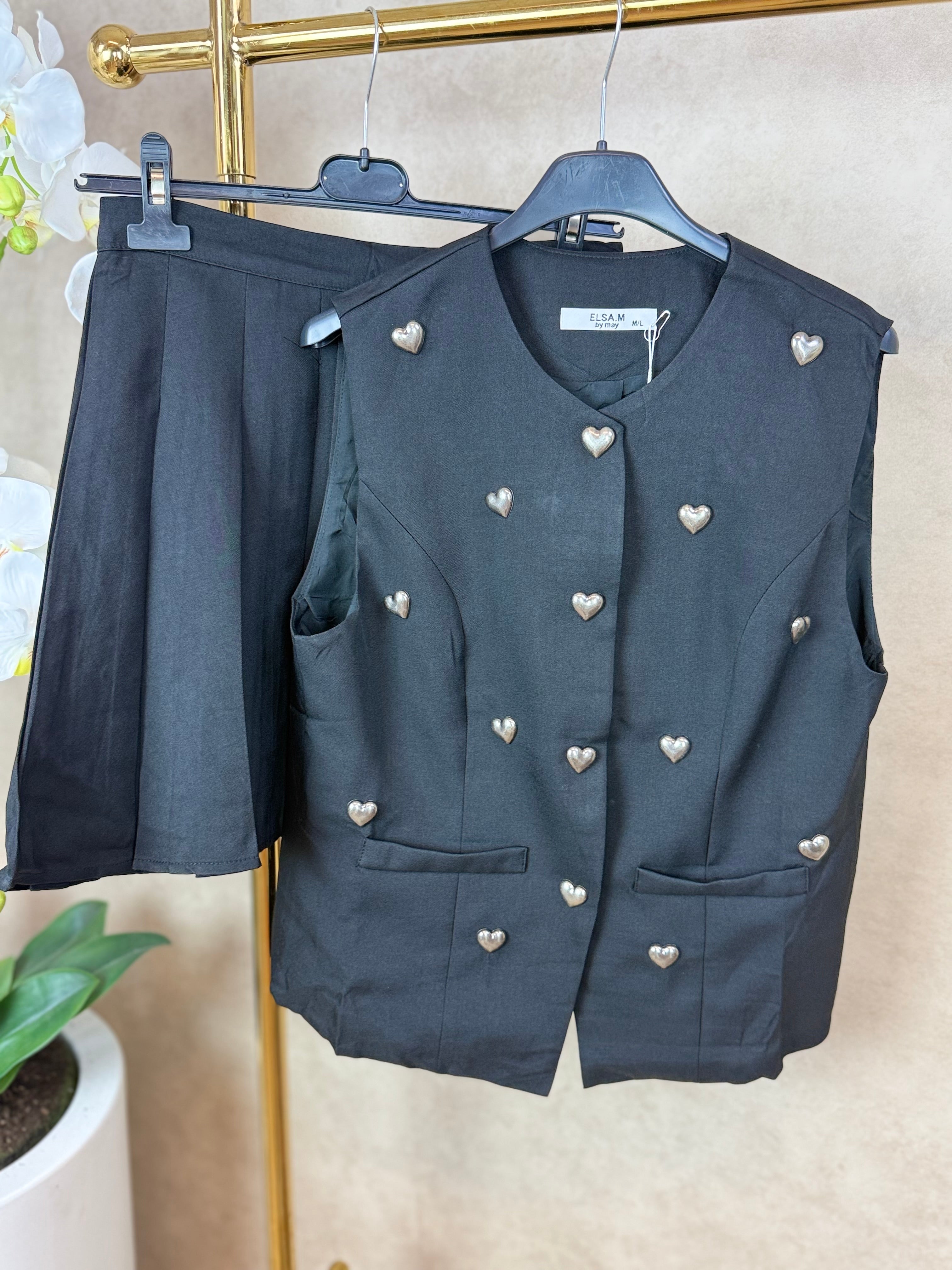 Set | Hartjes | Zwart