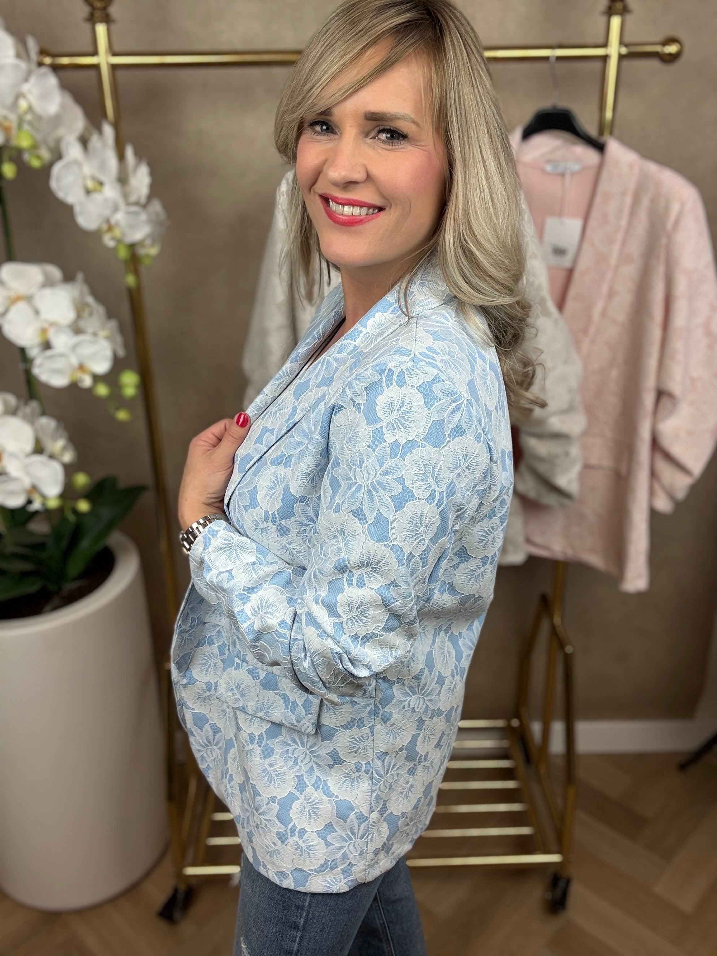 Blazer | Kant Bloem | Licht blauw