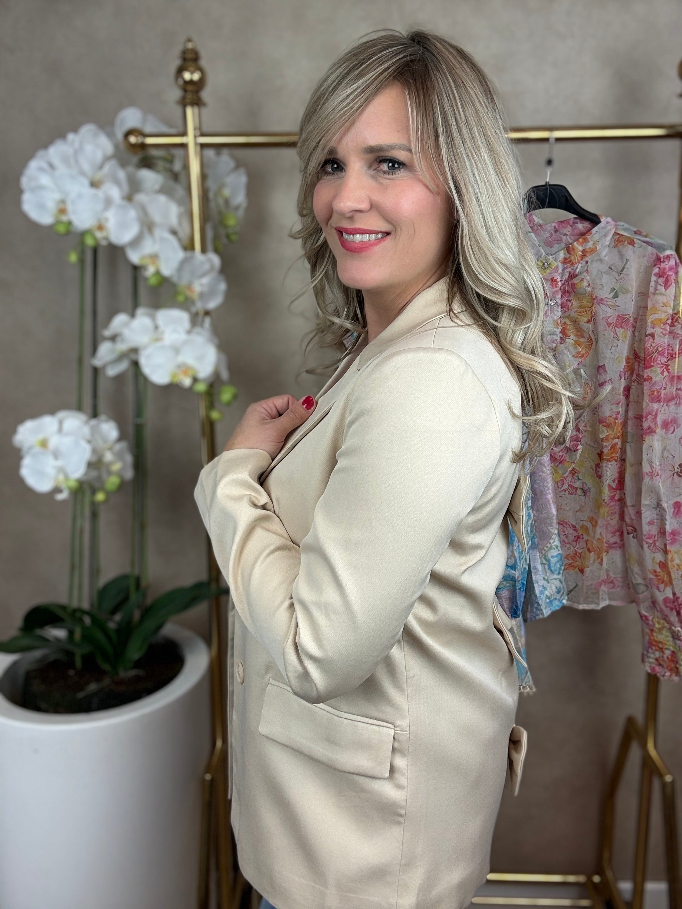 Blazer | Strikjes | Crème