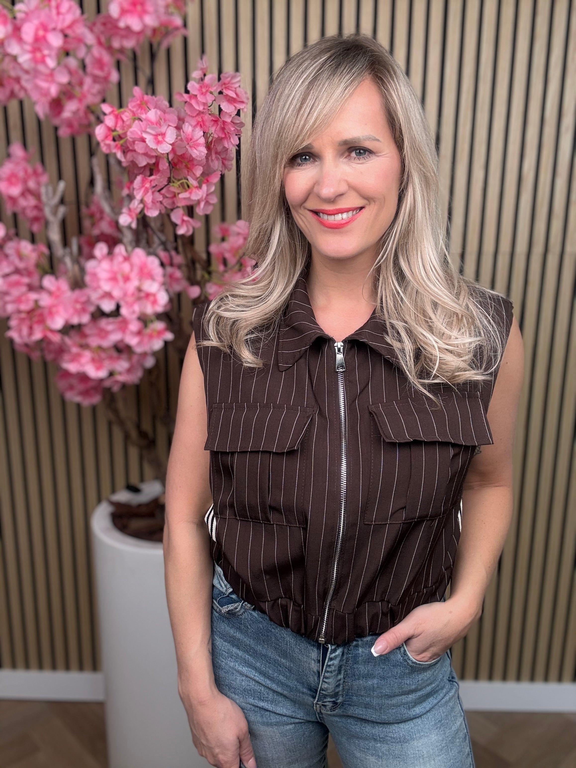 Vestje | Azzurro | Bruin