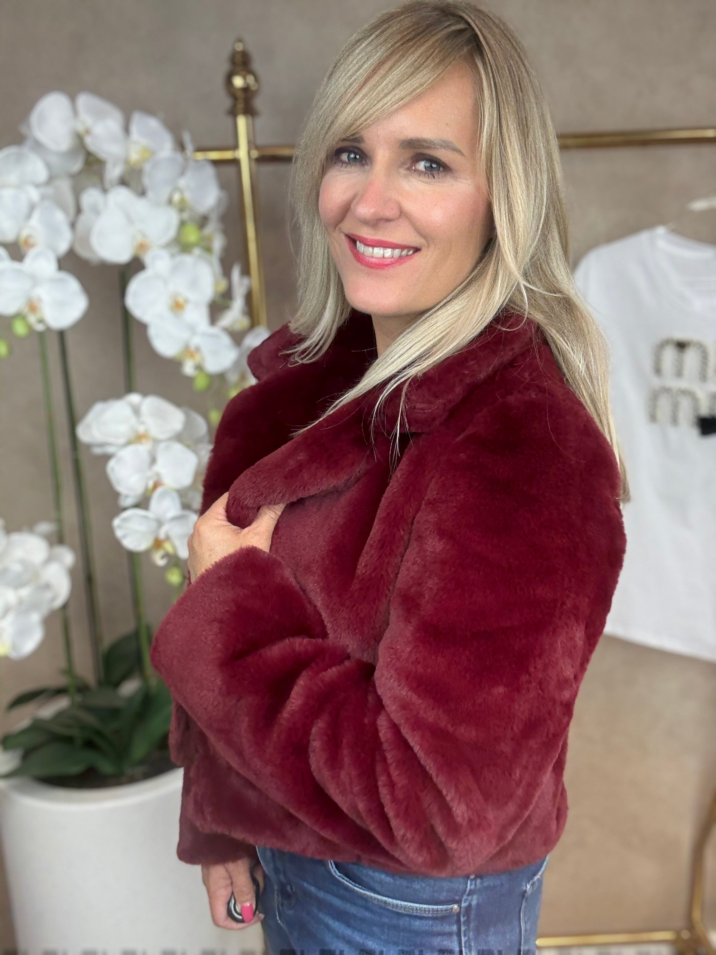 Jas | Faux | Bordeaux rood