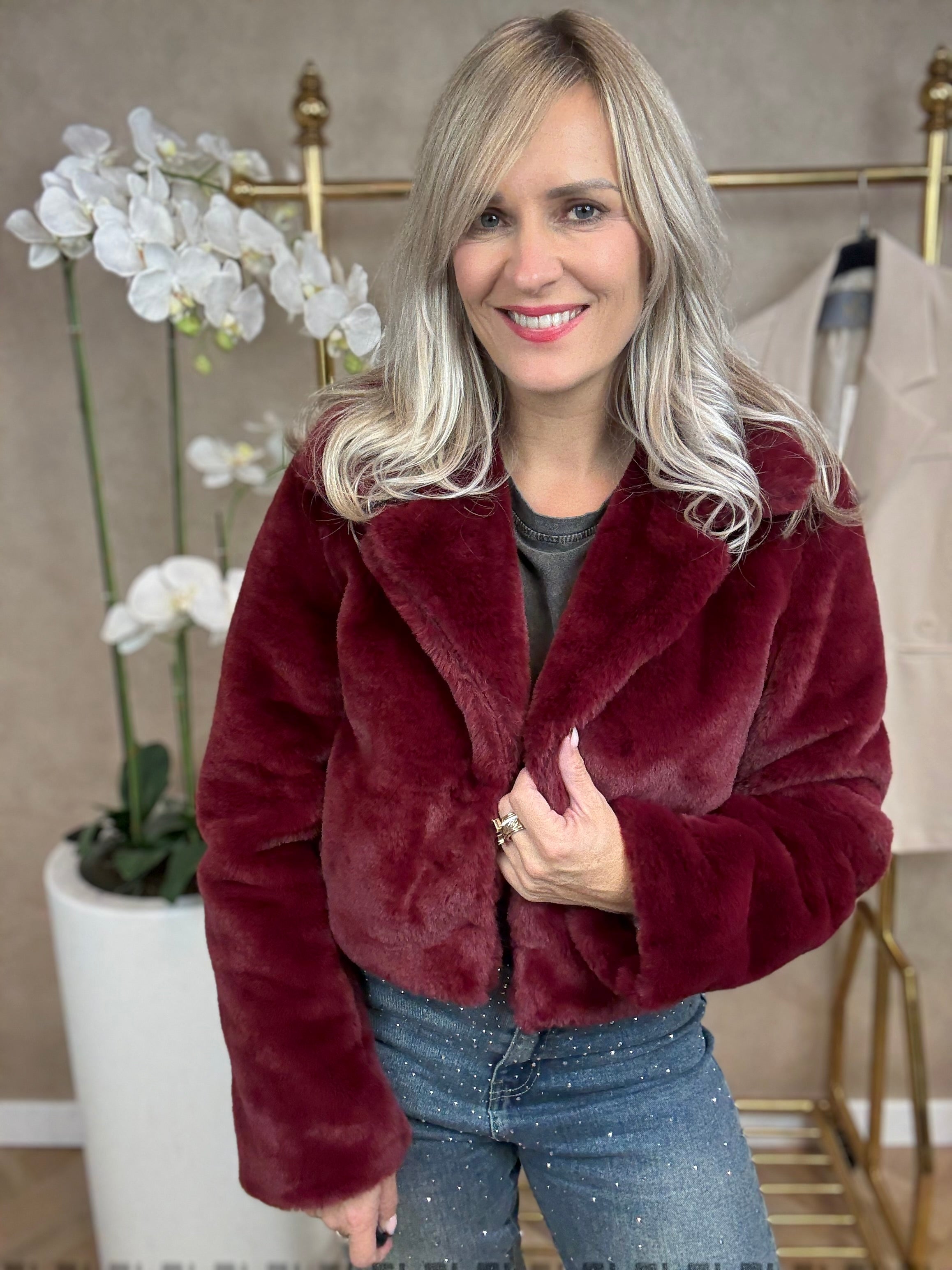 Jas | Faux | Bordeaux rood