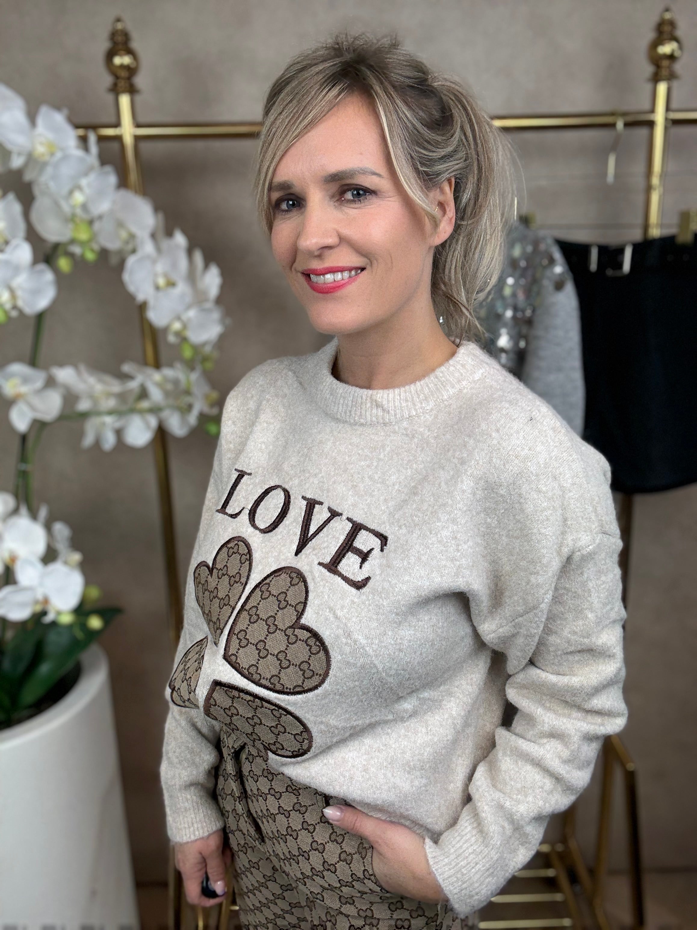 Trui | Love | Beige