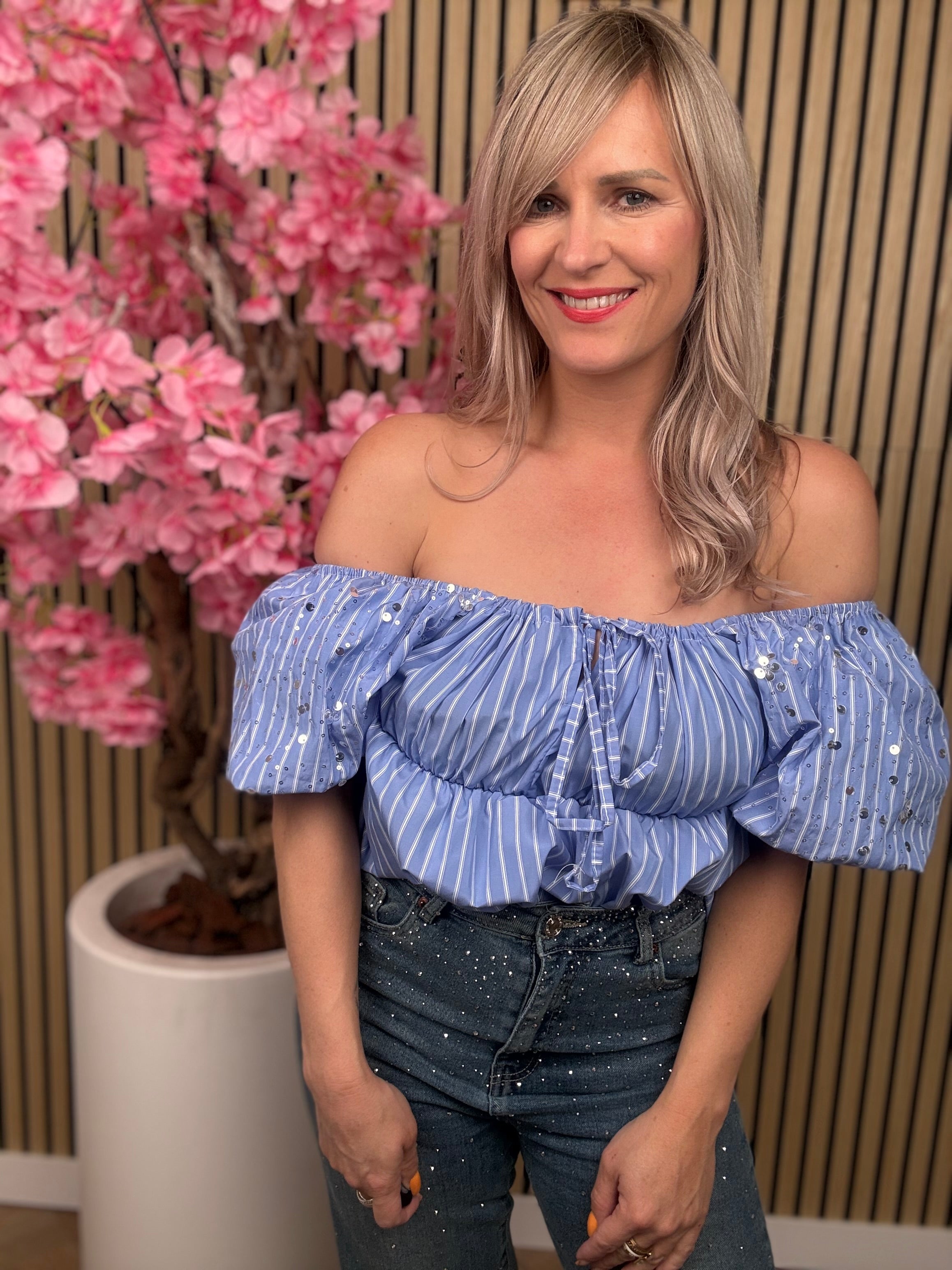 Off-shoulder | Top | Blauw