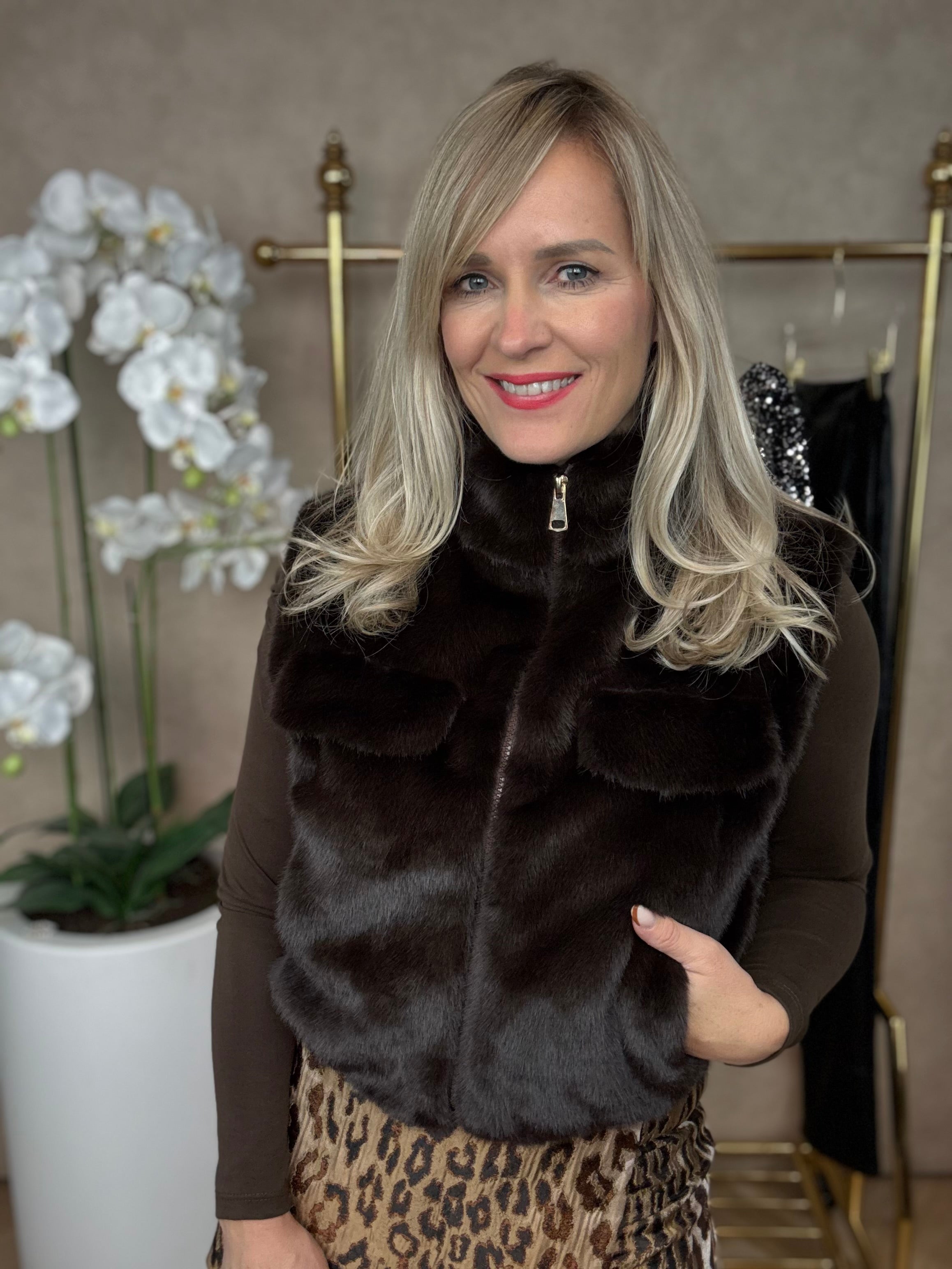 Bodywarmer| Bont | Chocolade bruin