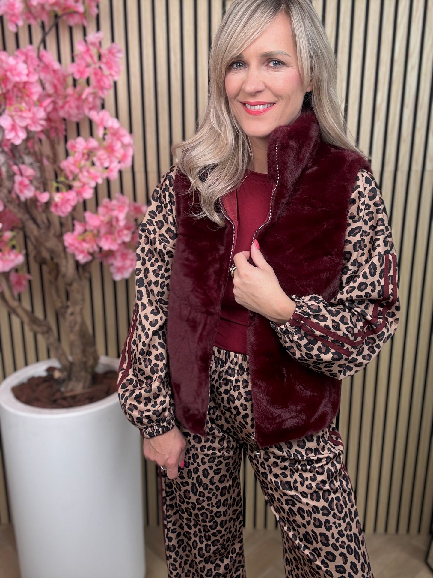 Jogging set | Leopard | Bordeaux rood