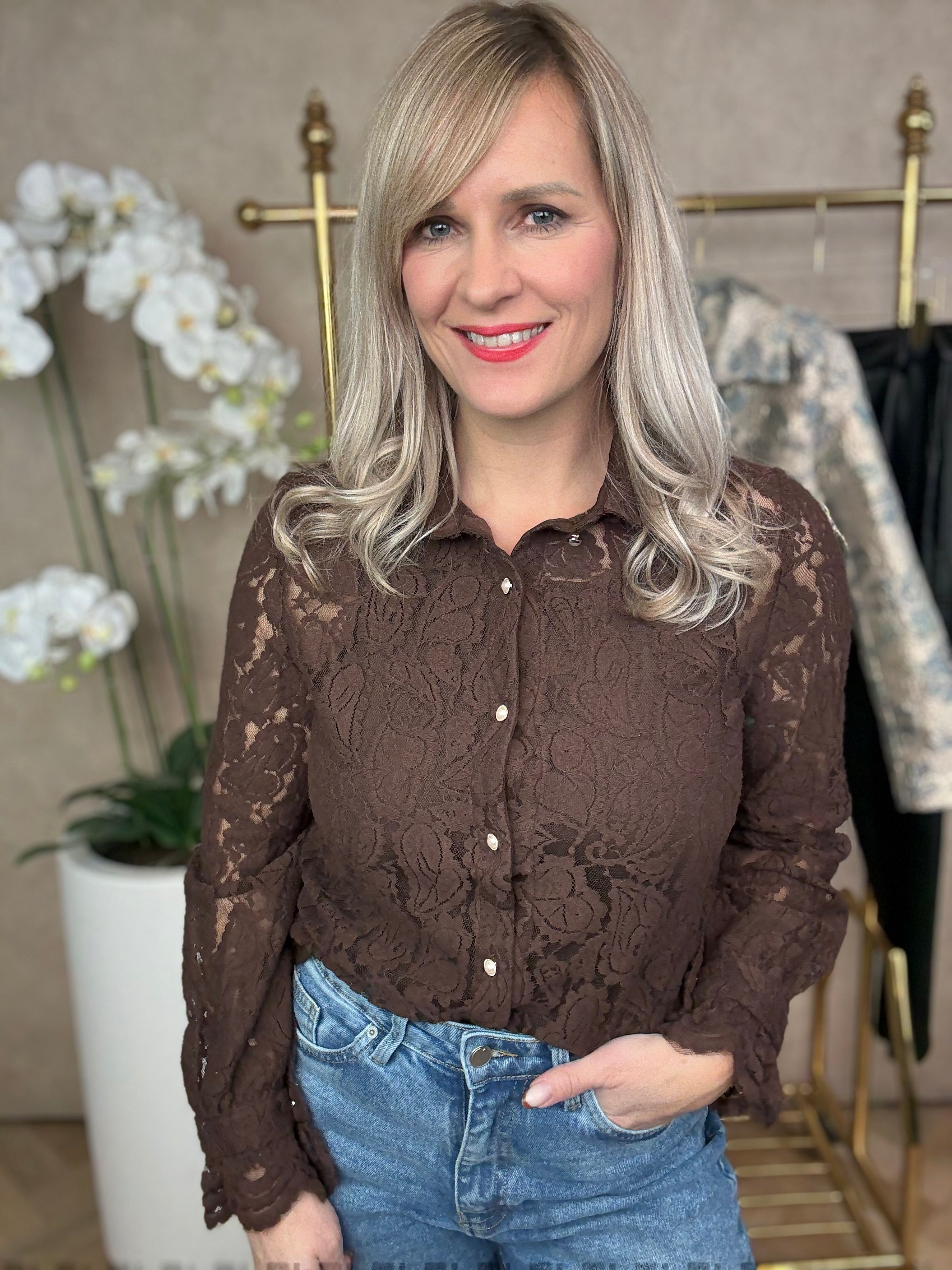 Blouse | Kant | Bruin