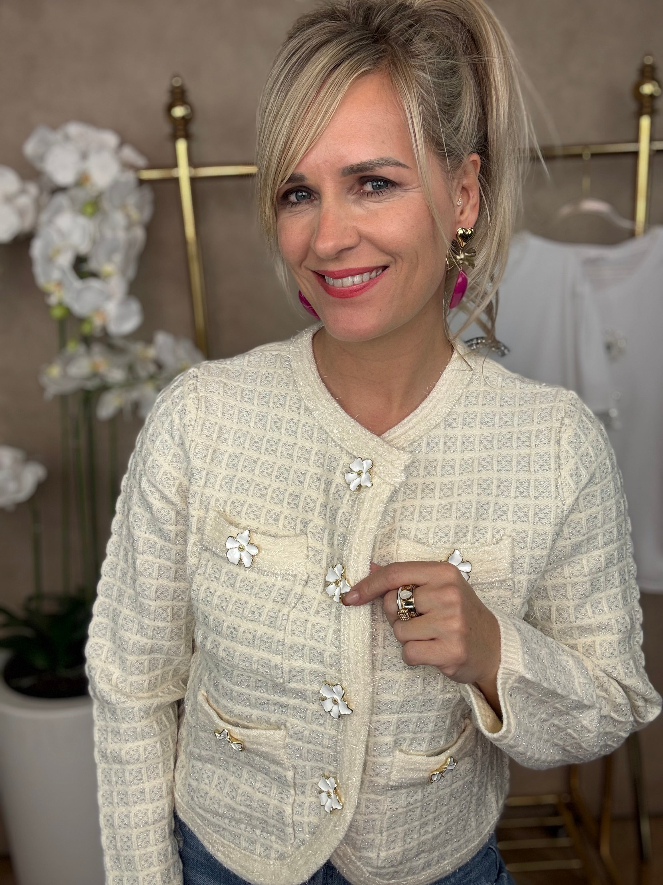 Vestje | Flower | Beige