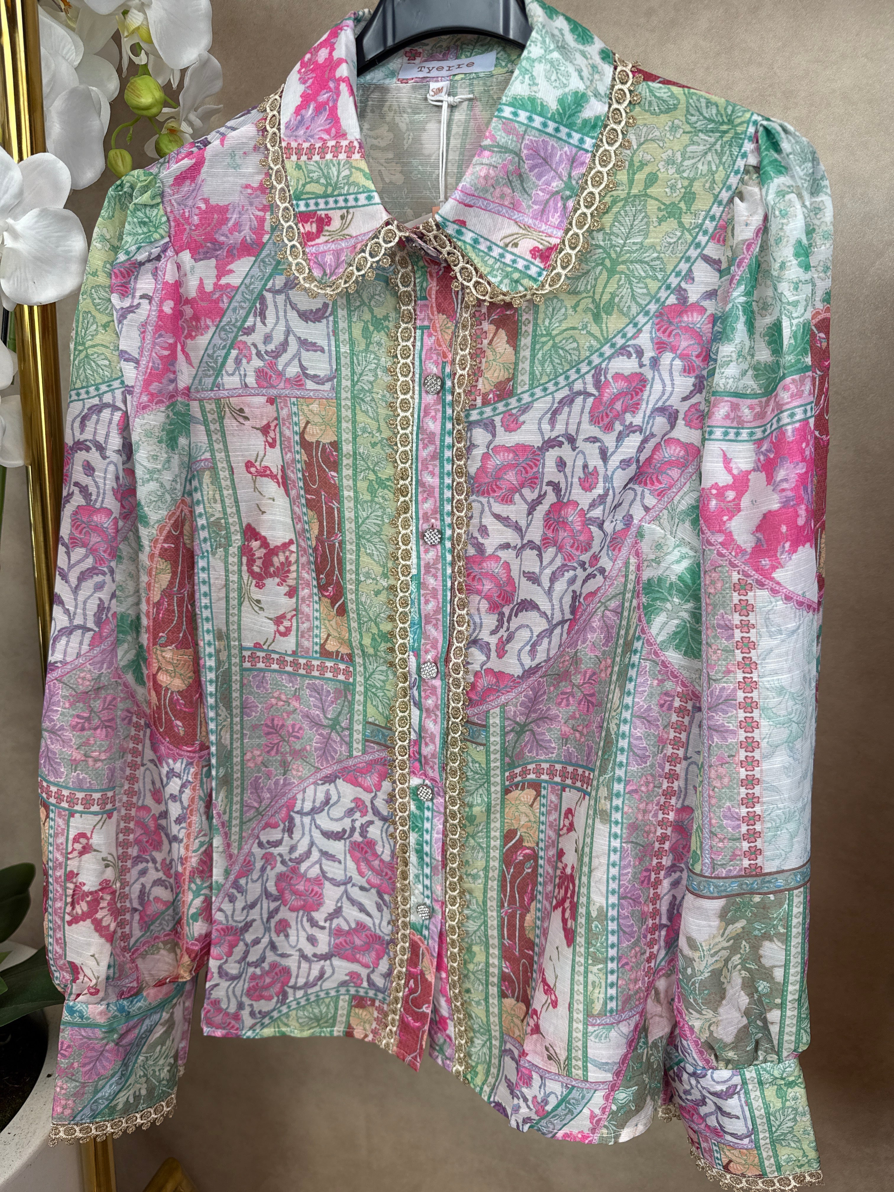 Blouse | Lola | Roze groen