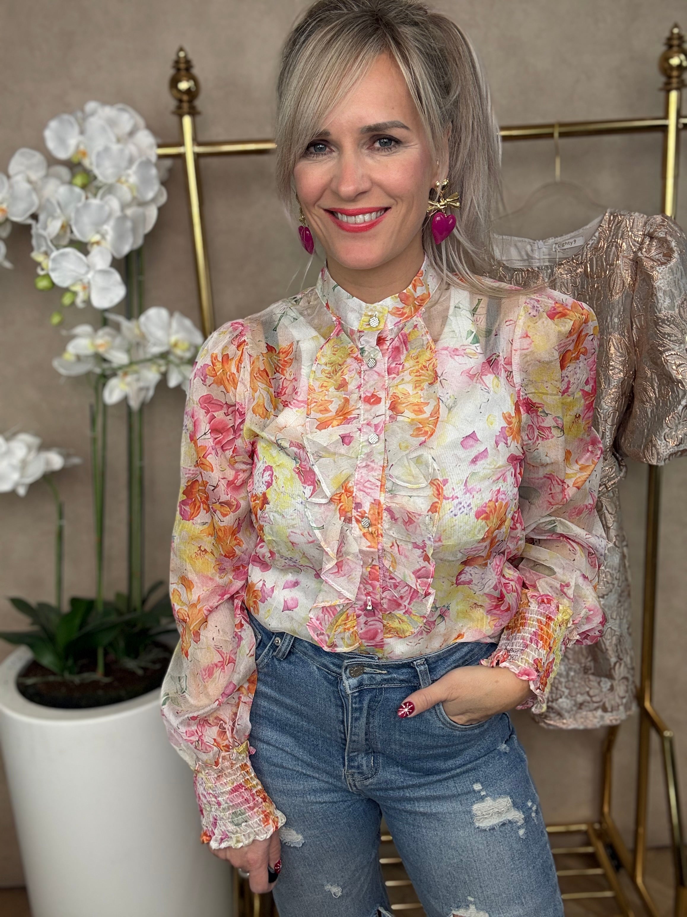 Blouse | Amaya | Roze oranje