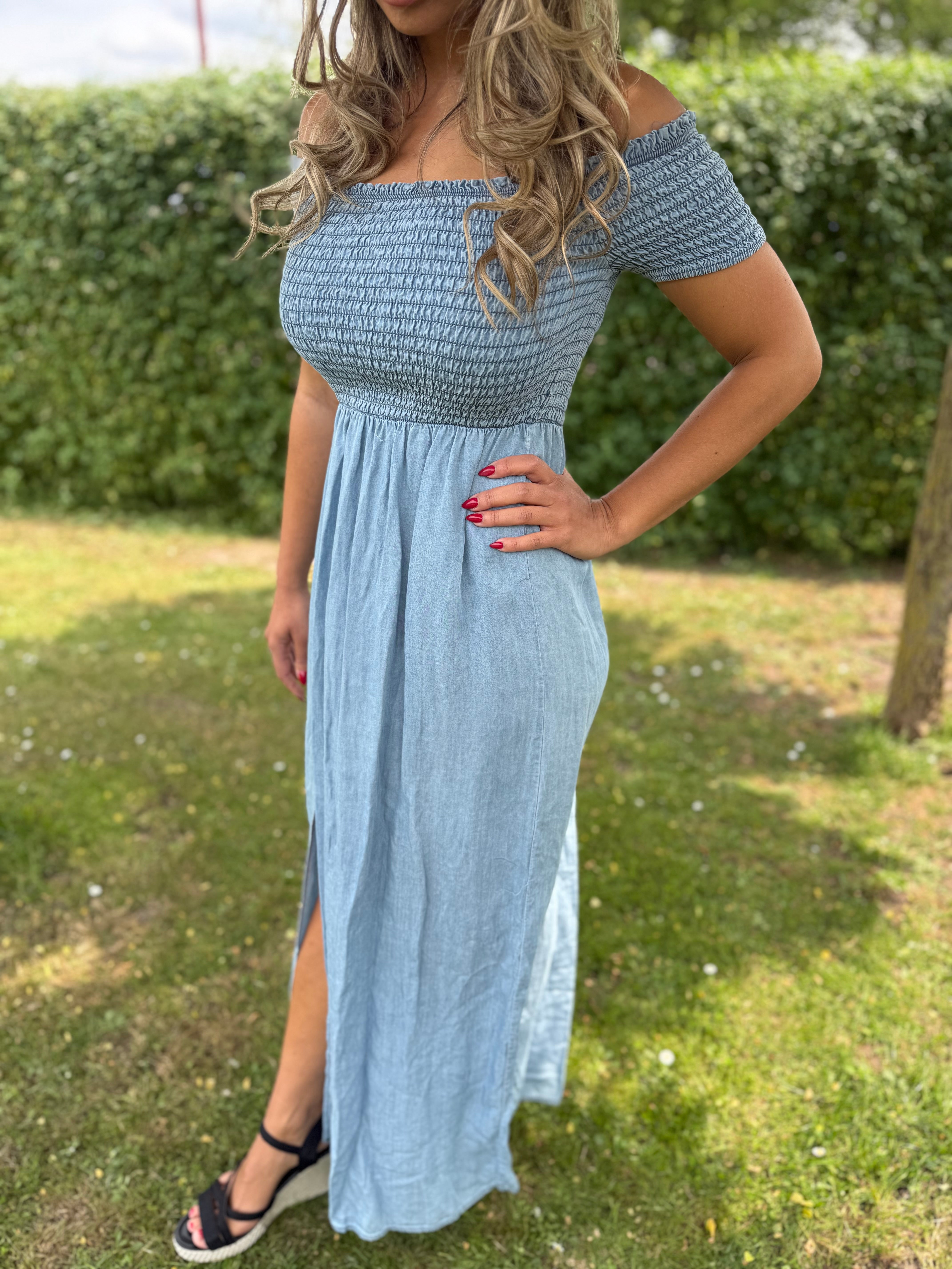 Jurk | off-shoulder | Blauw