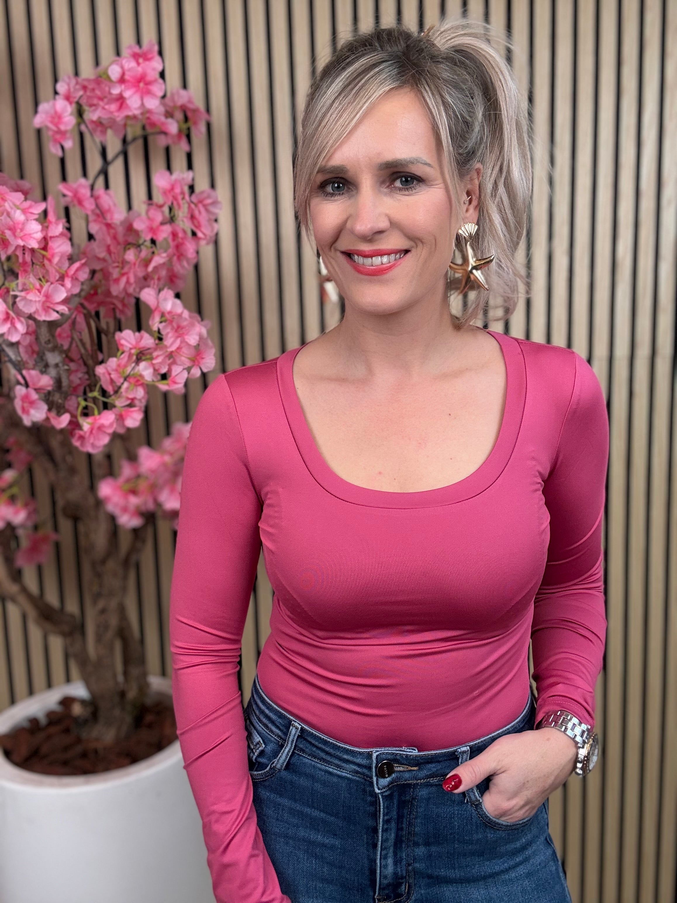 Body | Lange mouw | fuchsia Roze