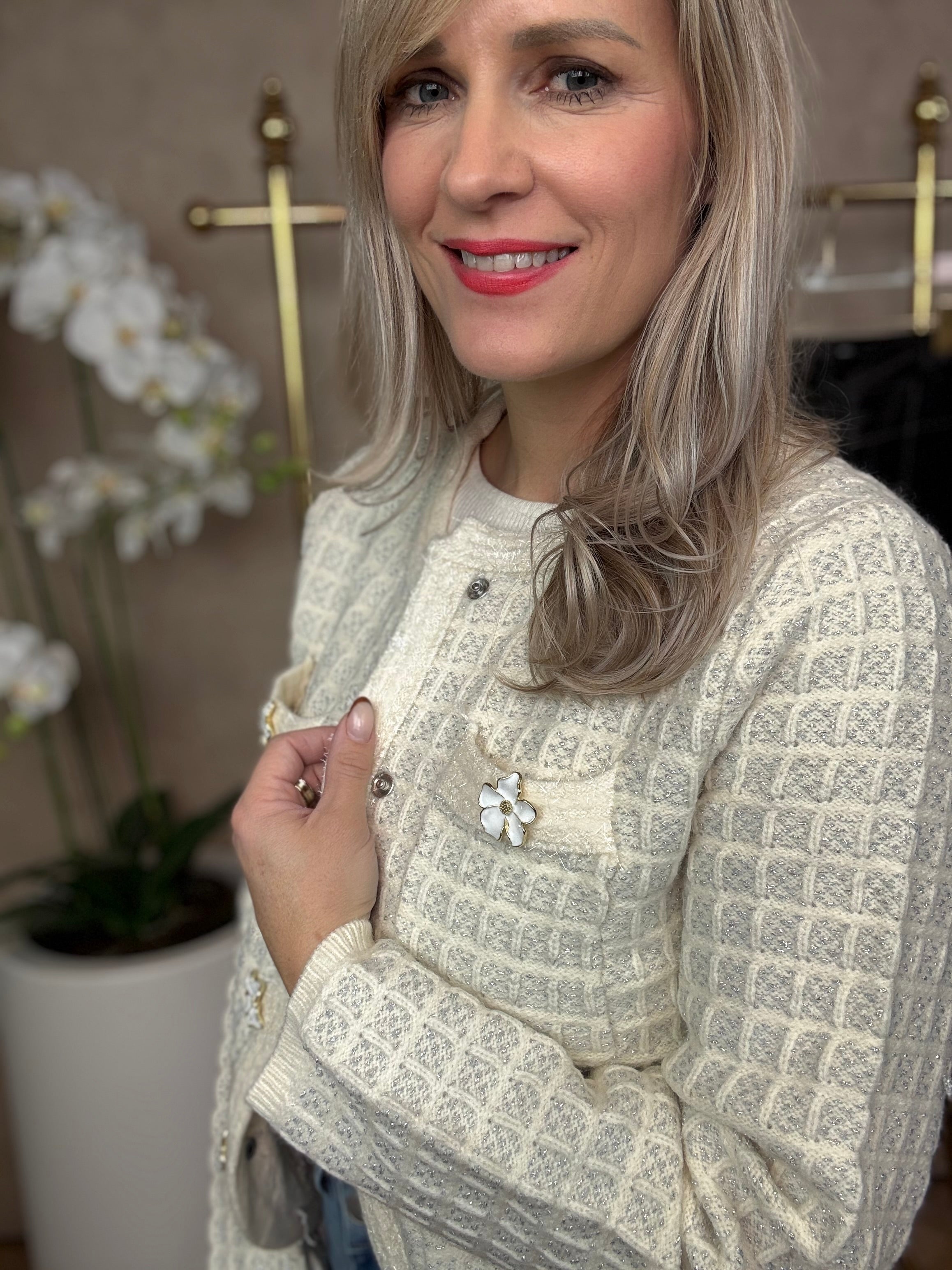 Vestje | Flower | Beige