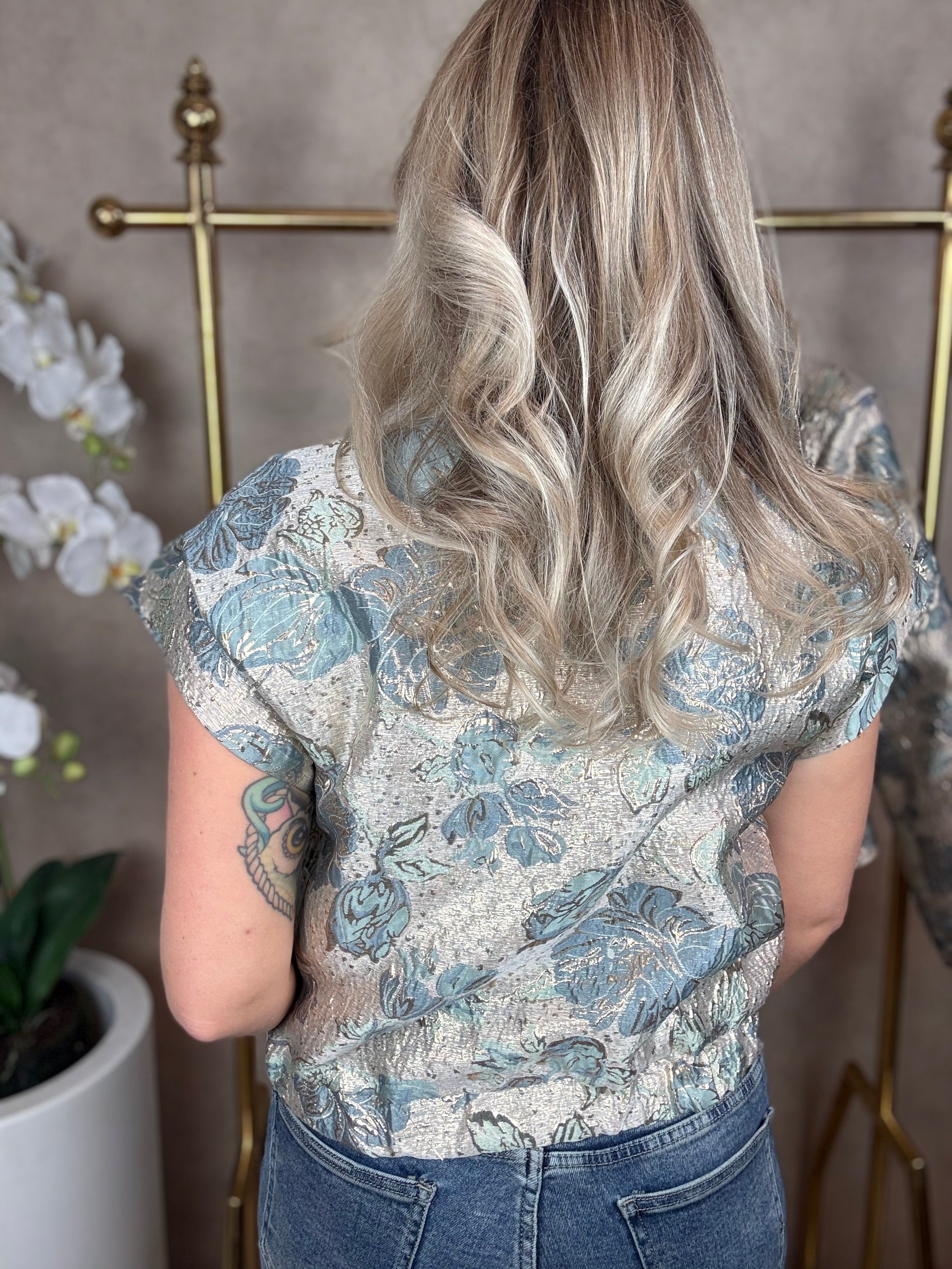 Jasje korte mouw | Biba | Blauw-goud