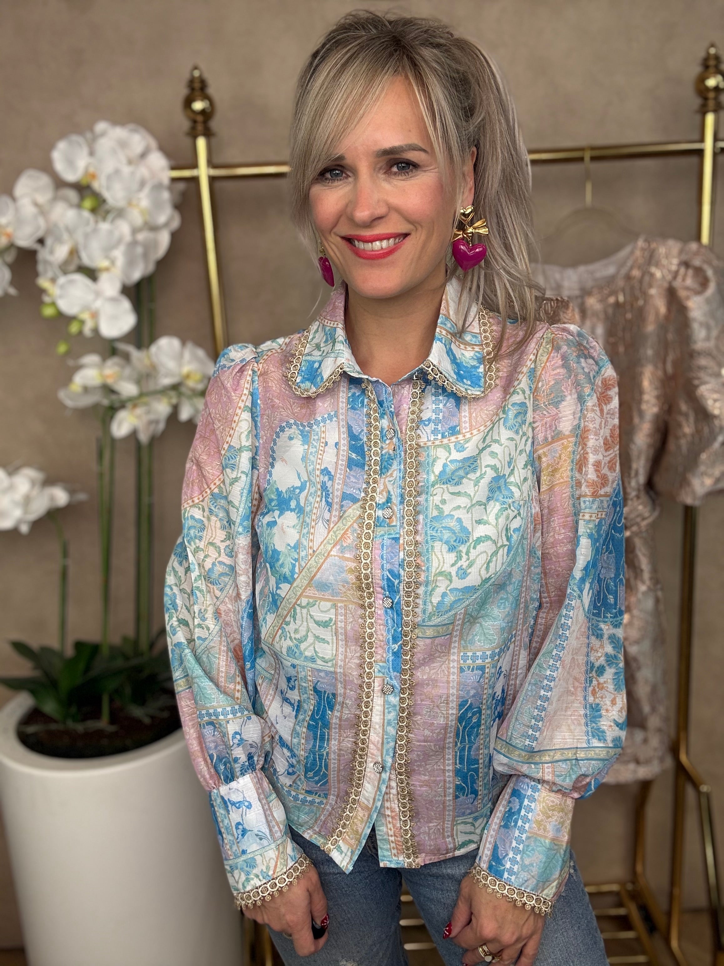 Blouse | Lola | Blauw groen