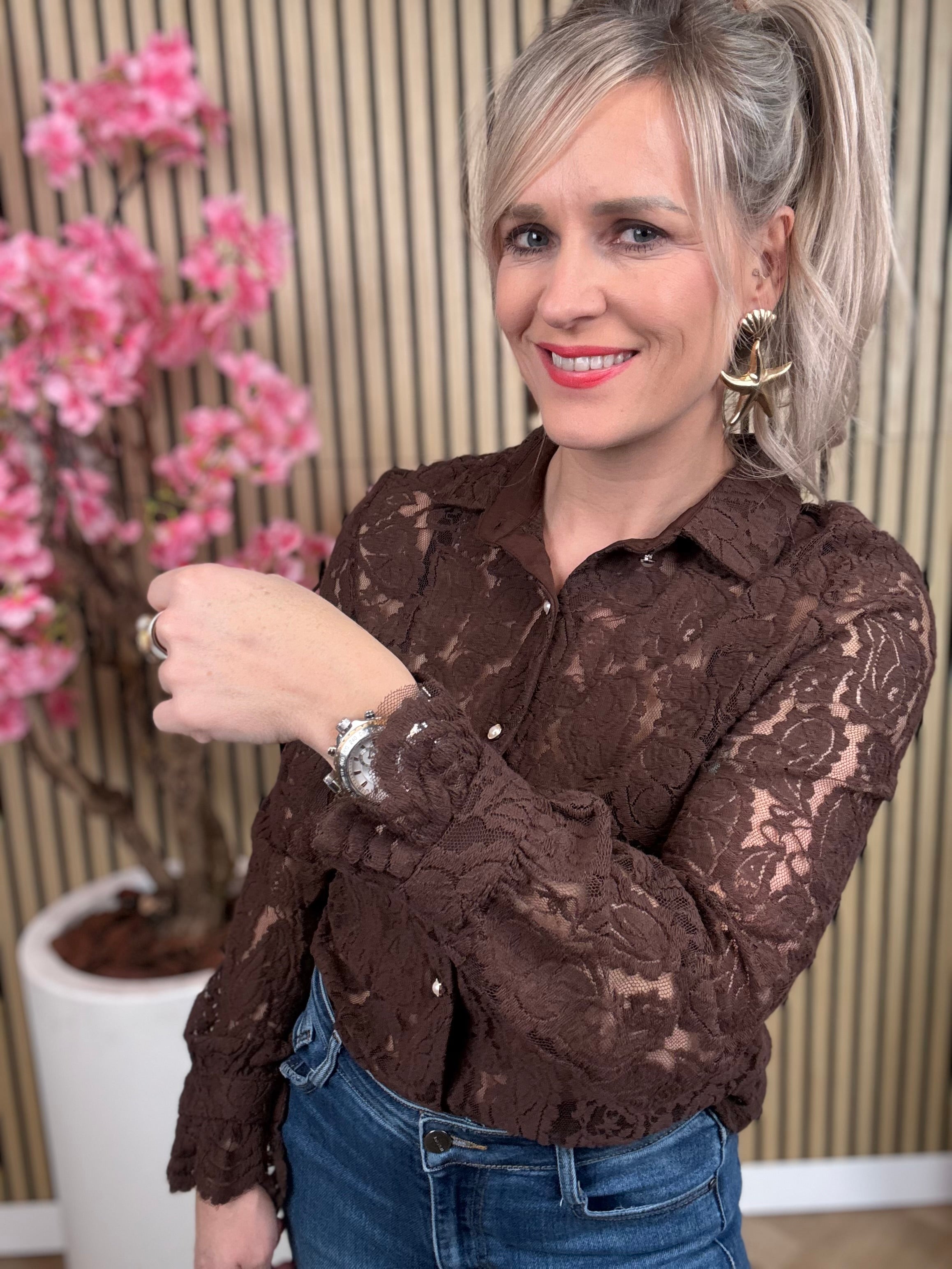 Blouse | Kant | Bruin